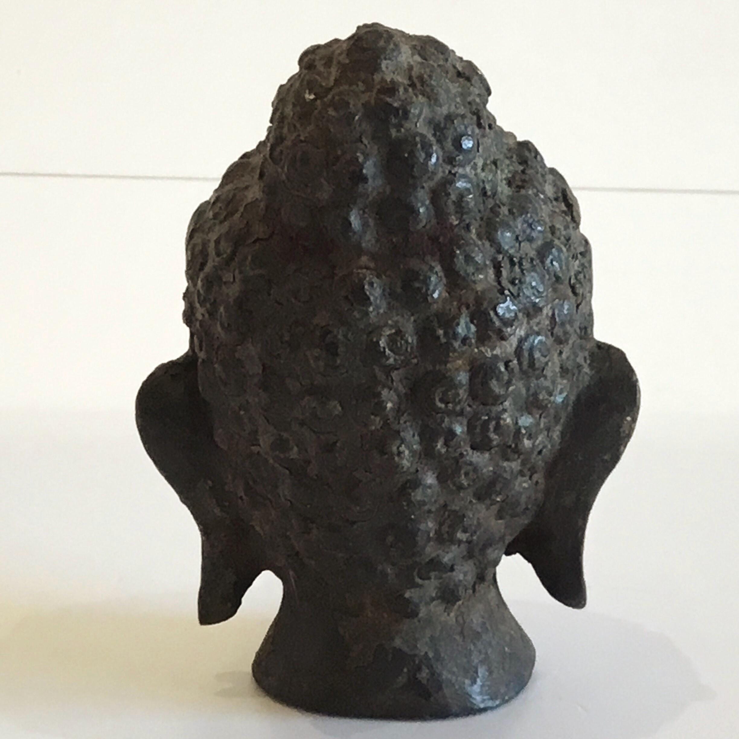 Vintage Bronze Buddha | 1900s Nepal Buddha Head Sculpture, Antique Asian Art — photo 5 of 9
