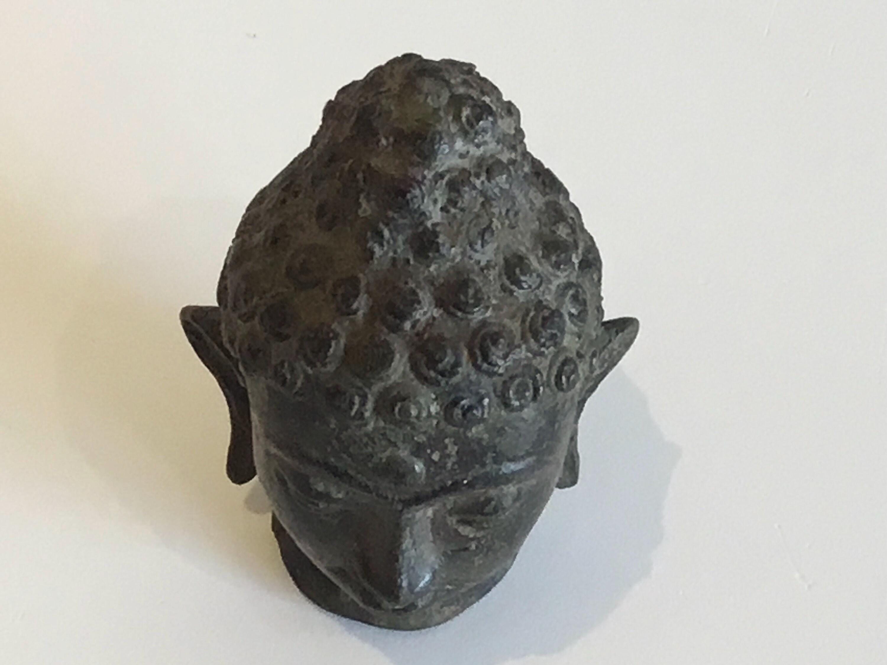 Vintage Bronze Buddha | 1900s Nepal Buddha Head Sculpture, Antique Asian Art — photo 7 of 9