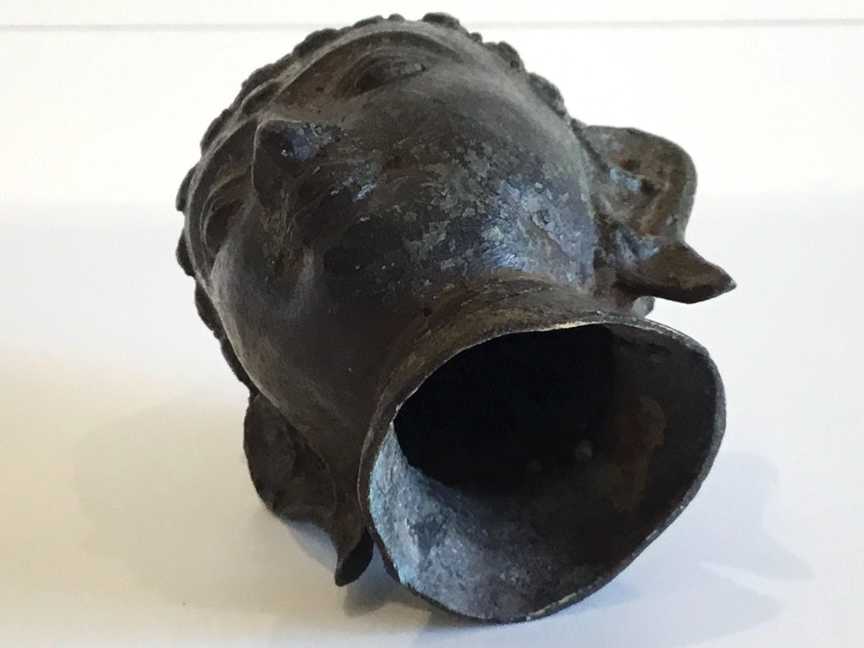 Vintage Bronze Buddha | 1900s Nepal Buddha Head Sculpture, Antique Asian Art — photo 9 of 9