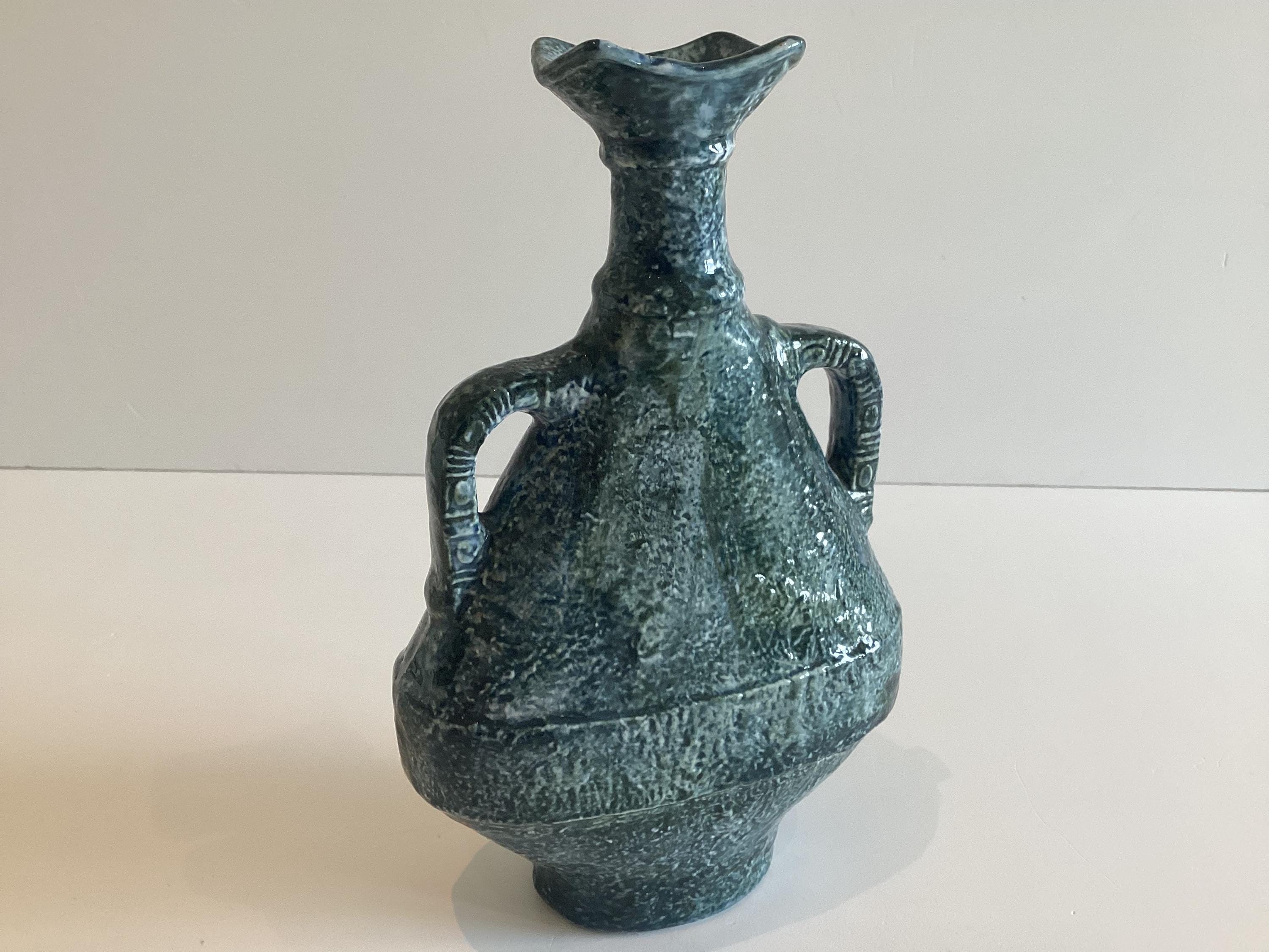 Mid Century Italian Ceramic Vase F.lli Marchi Brescia Green 1950s — photo 11 of 11