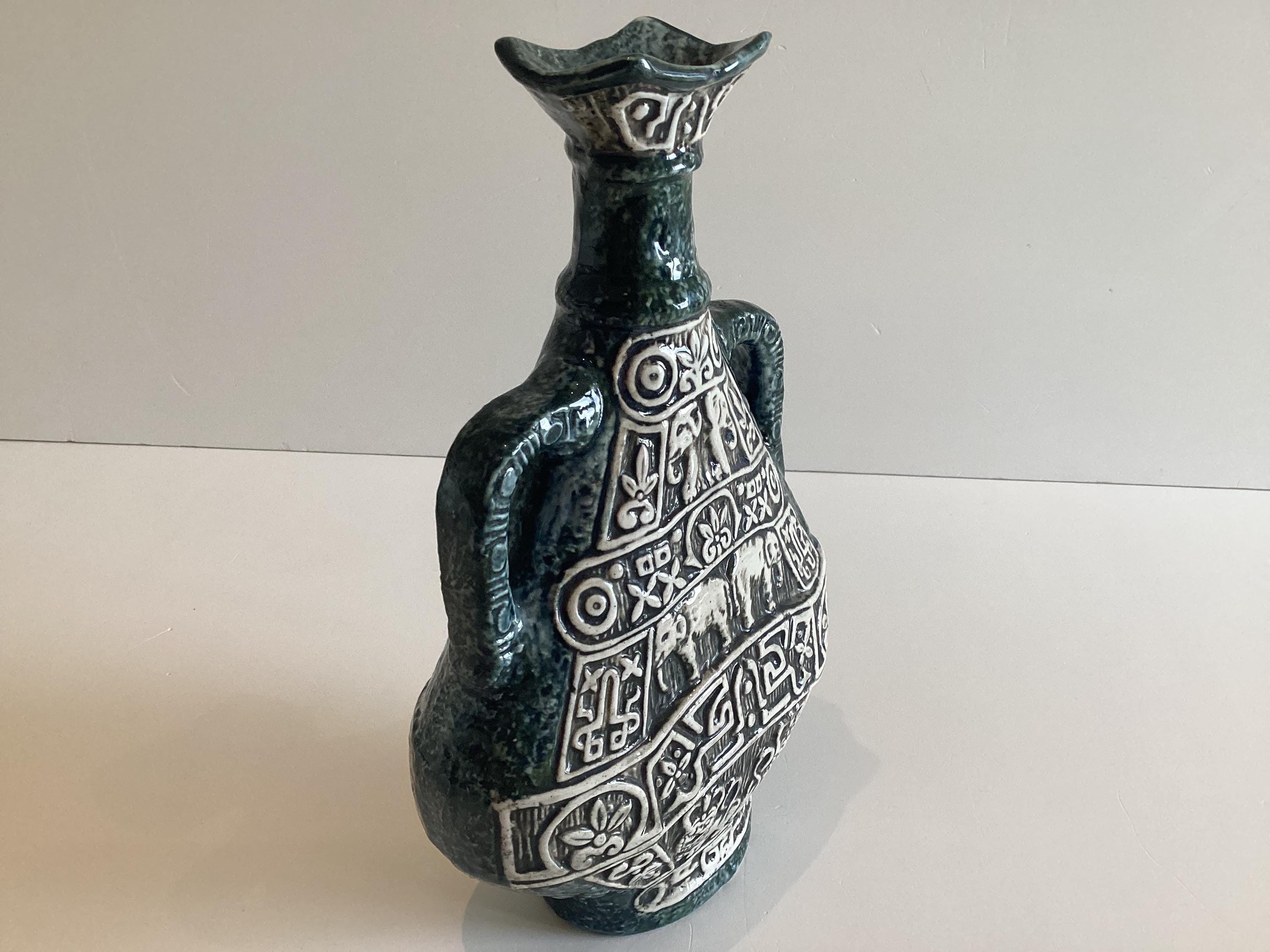Mid Century Italian Ceramic Vase F.lli Marchi Brescia Green 1950s — photo 3 of 11