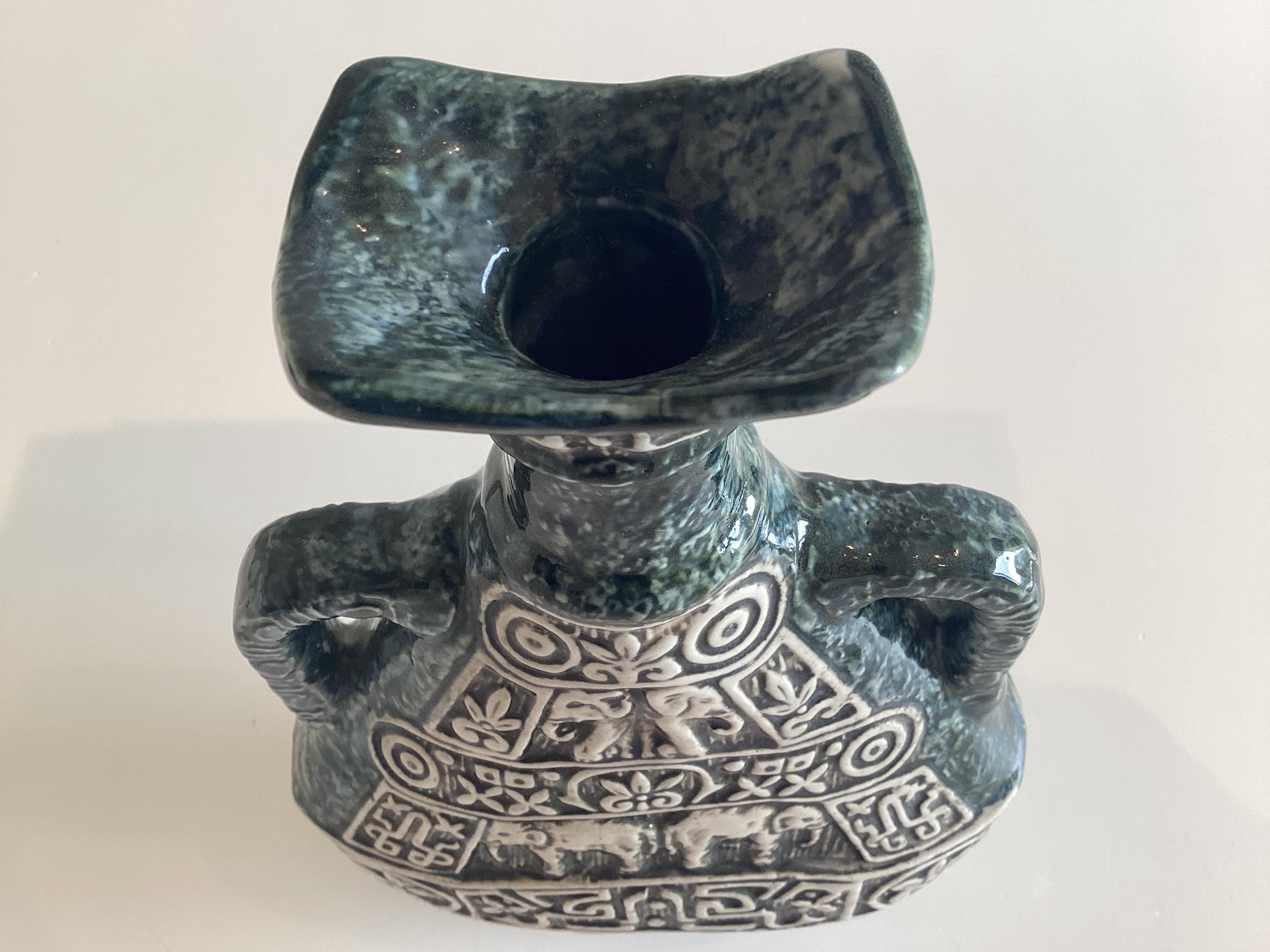 Mid Century Italian Ceramic Vase F.lli Marchi Brescia Green 1950s — photo 6 of 11