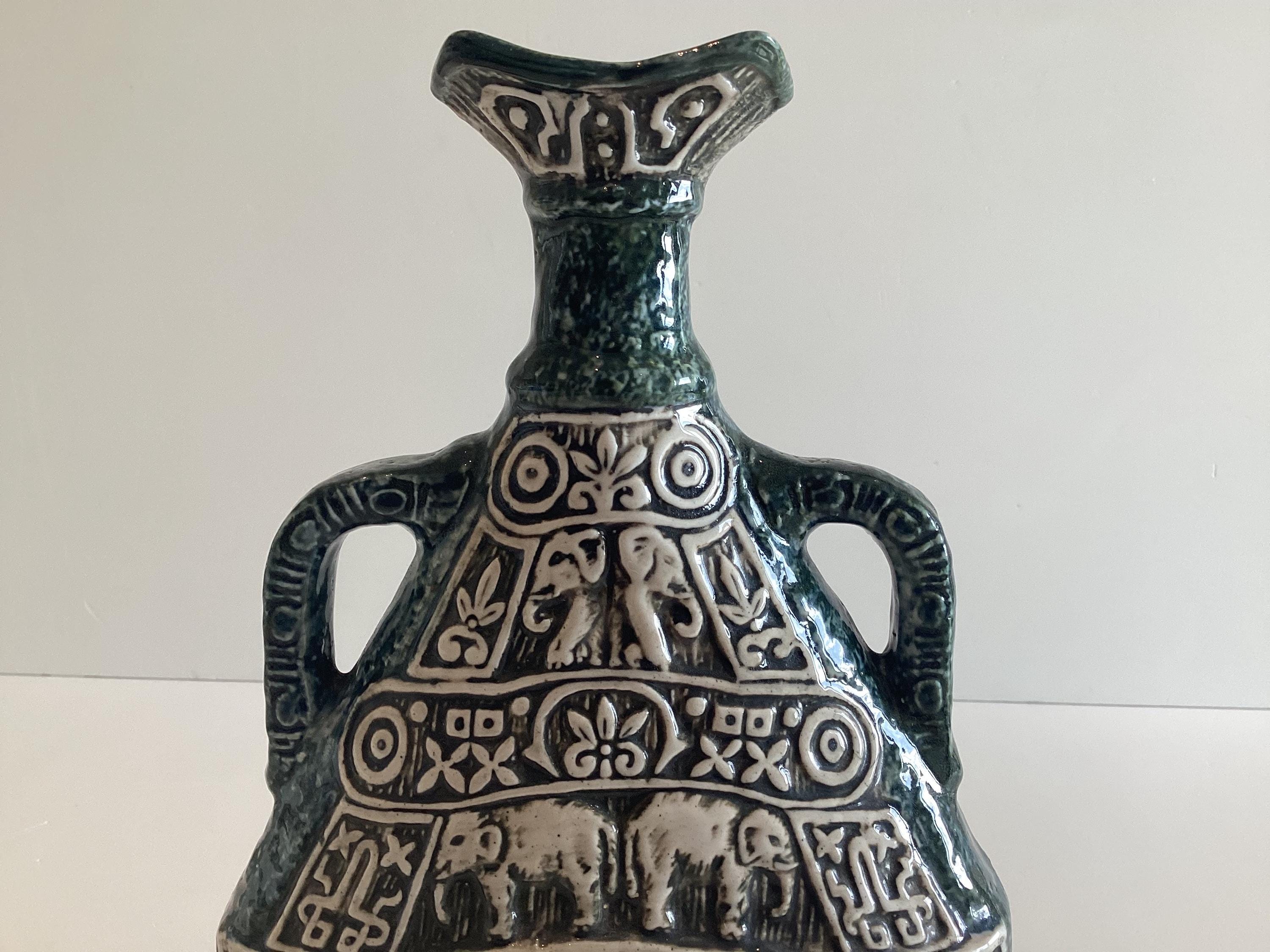 Mid Century Italian Ceramic Vase F.lli Marchi Brescia Green 1950s — photo 7 of 11