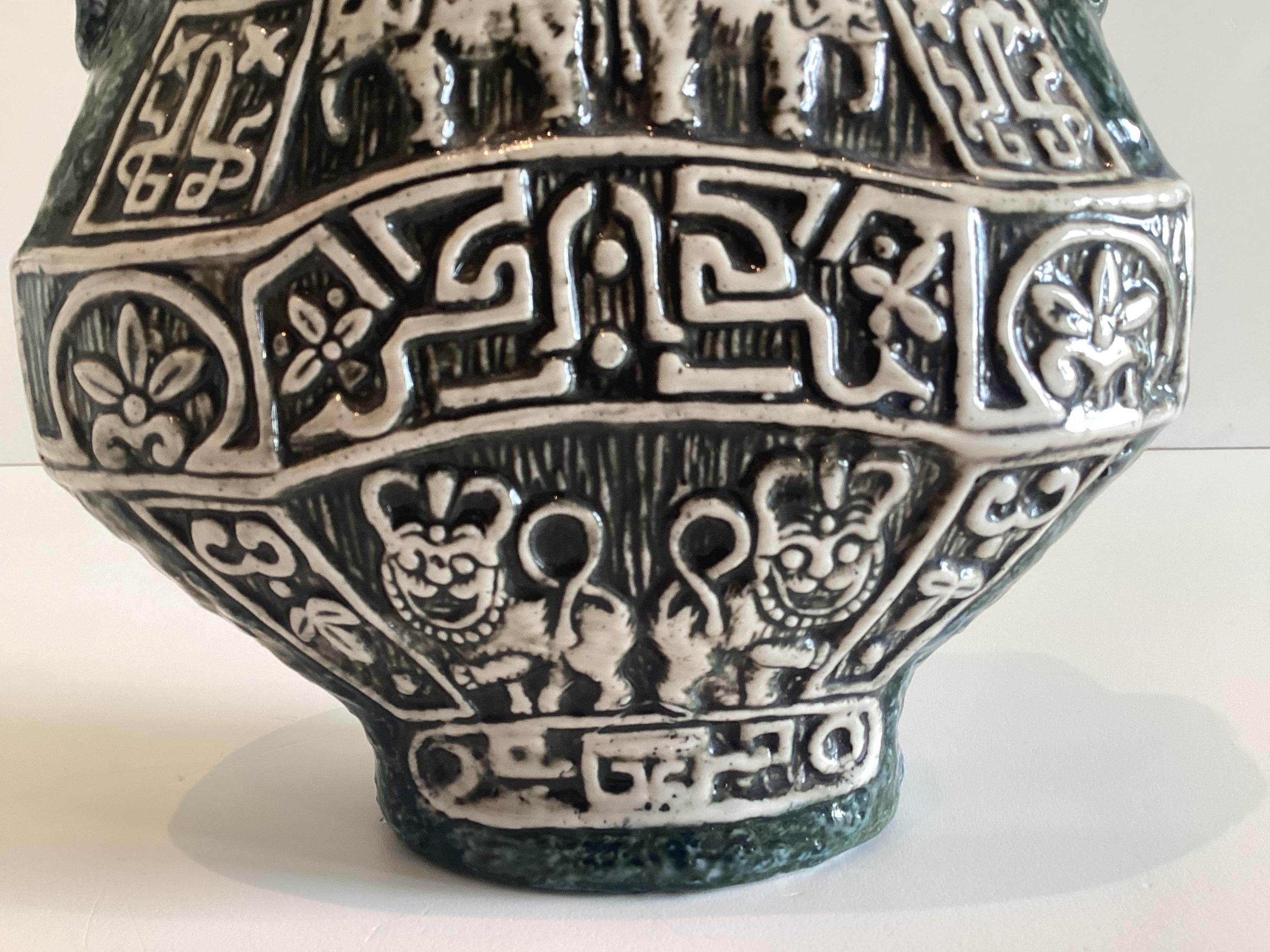 Mid Century Italian Ceramic Vase F.lli Marchi Brescia Green 1950s — photo 8 of 11