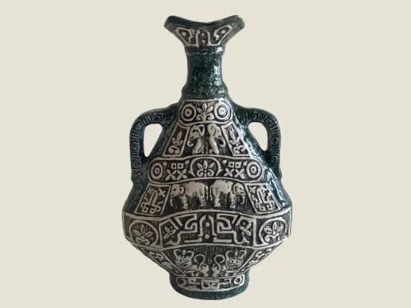 Mid Century Italian Ceramic Vase F.lli Marchi Brescia Green 1950s