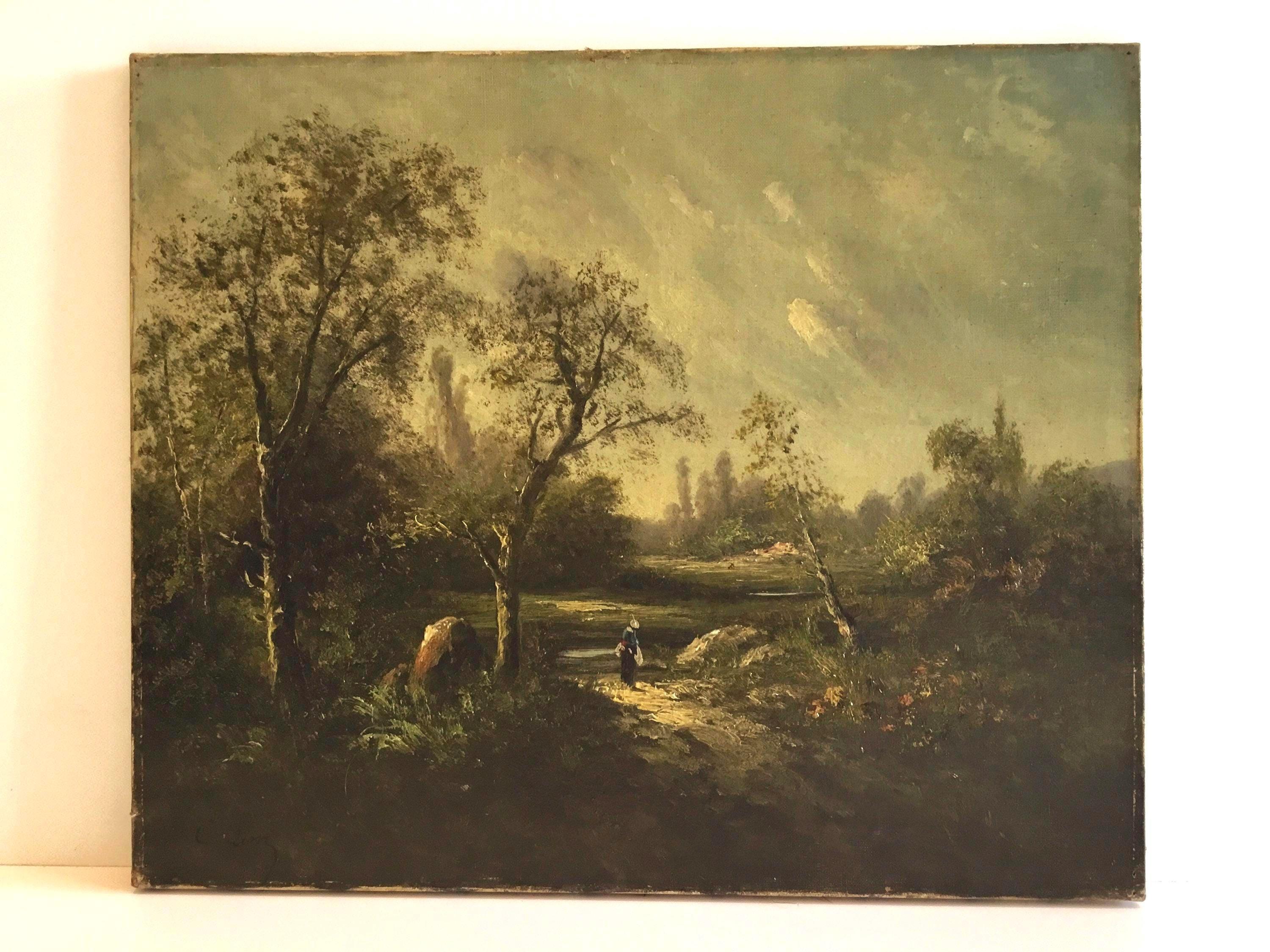 Antique Oil Painting | Countryside Landscape (19th Century) Signed C. Lion — photo 3 of 7
