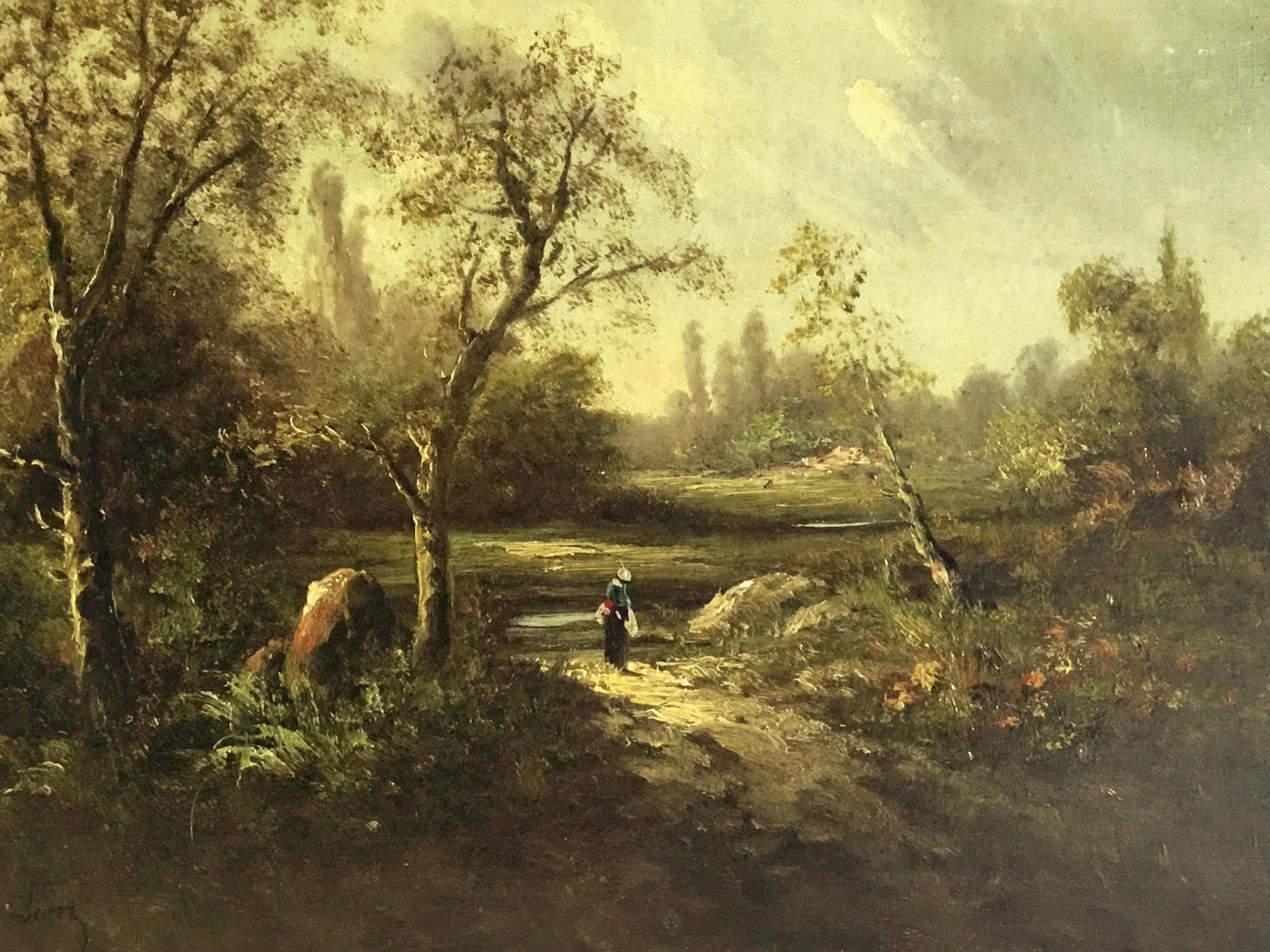Antique Oil Painting | Countryside Landscape (19th Century) Signed C. Lion — photo 4 of 7
