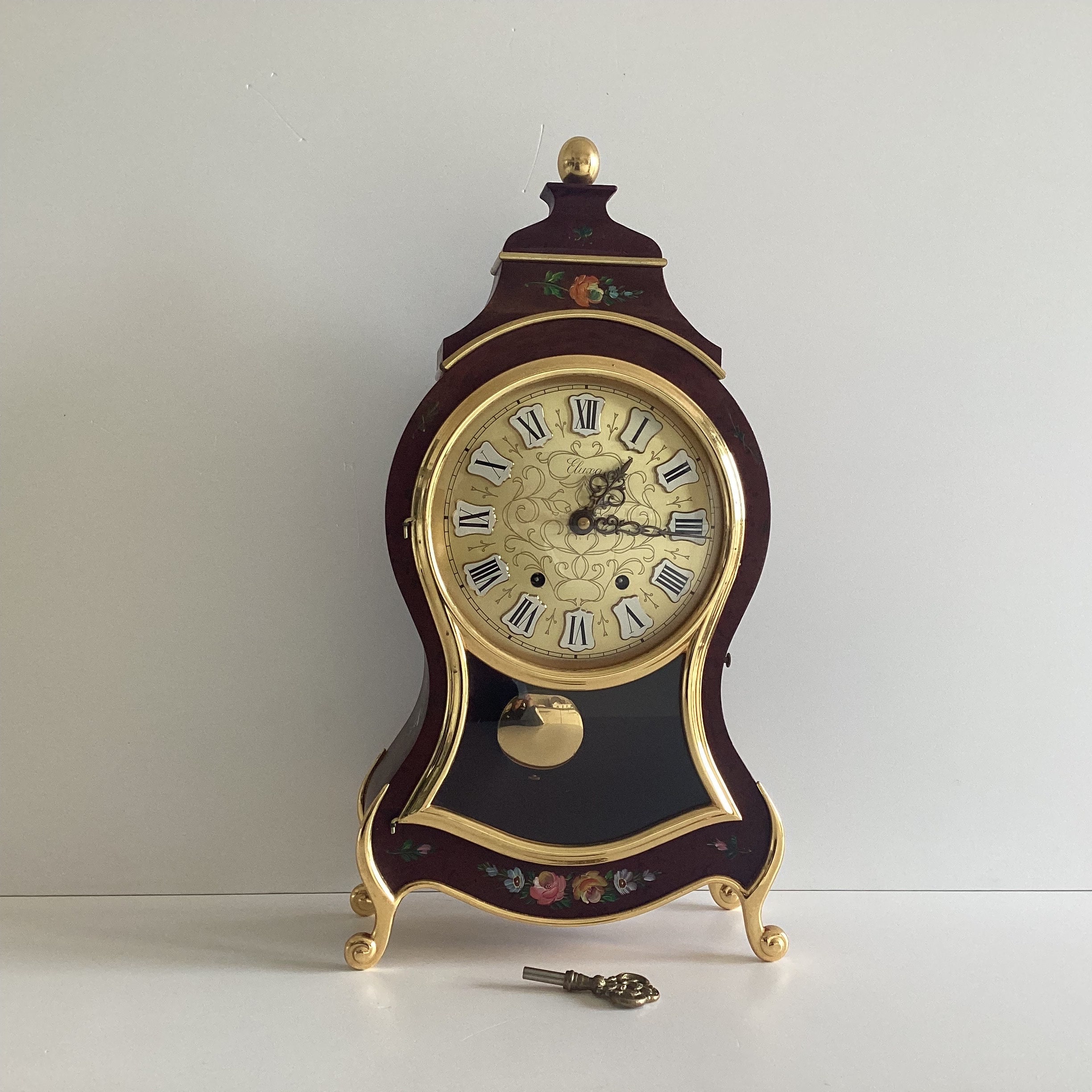 Vintage Swiss Clock – ELUXA Mantel Pendulum Hand-Painted (1960s) — photo 2 of 10