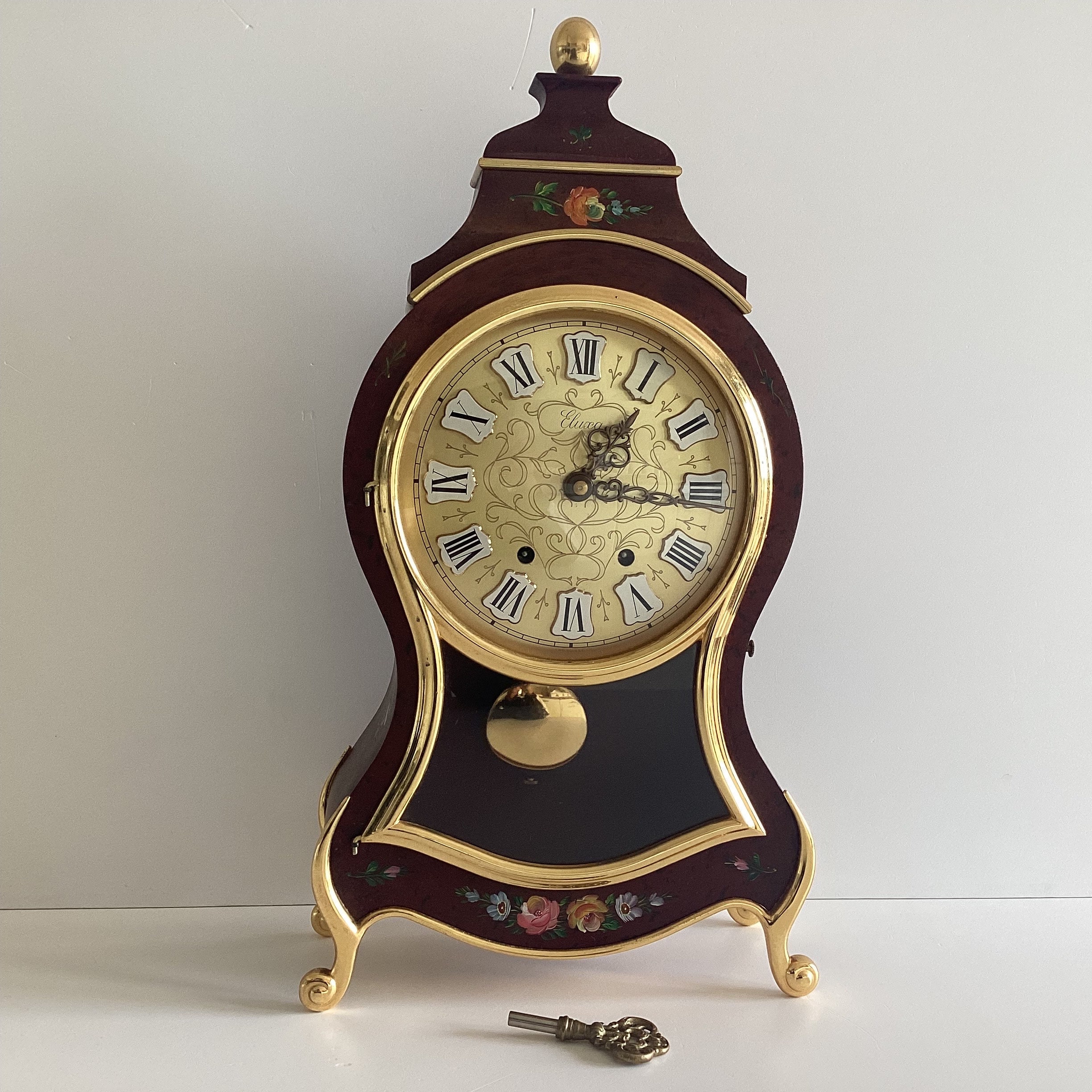 Vintage Swiss Clock – ELUXA Mantel Pendulum Hand-Painted (1960s) — photo 3 of 10
