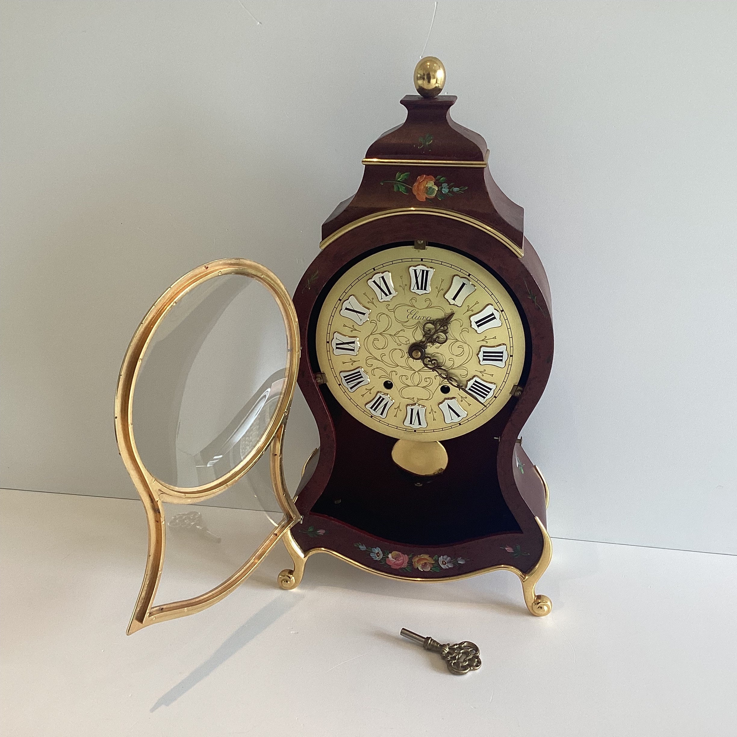 Vintage Swiss Clock – ELUXA Mantel Pendulum Hand-Painted (1960s) — photo 6 of 10