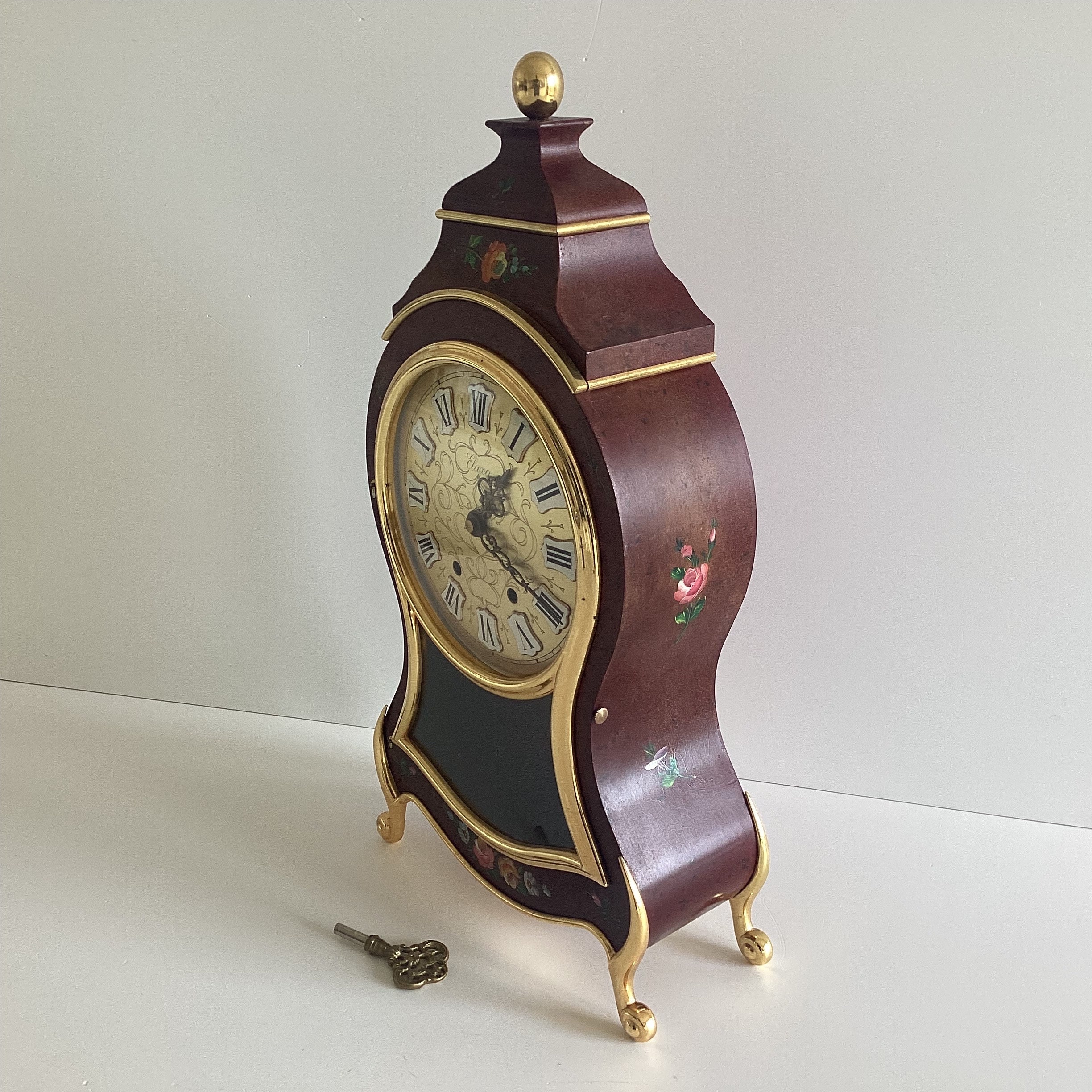 Vintage Swiss Clock – ELUXA Mantel Pendulum Hand-Painted (1960s) — photo 9 of 10