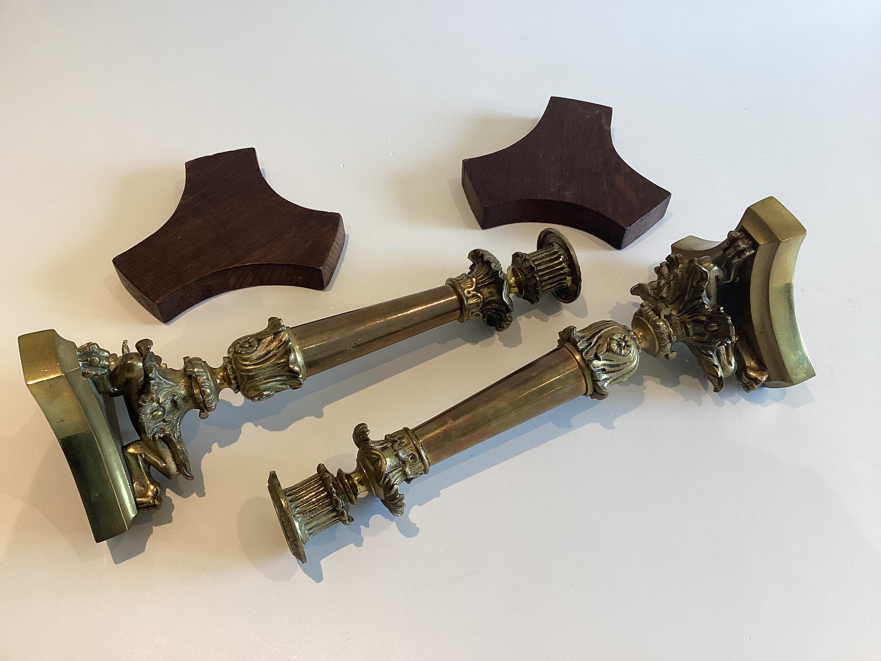 Antique Bronze Candlesticks | Charles X Empire France 1820s, Pair with Movable Wood Base — photo 6 of 8