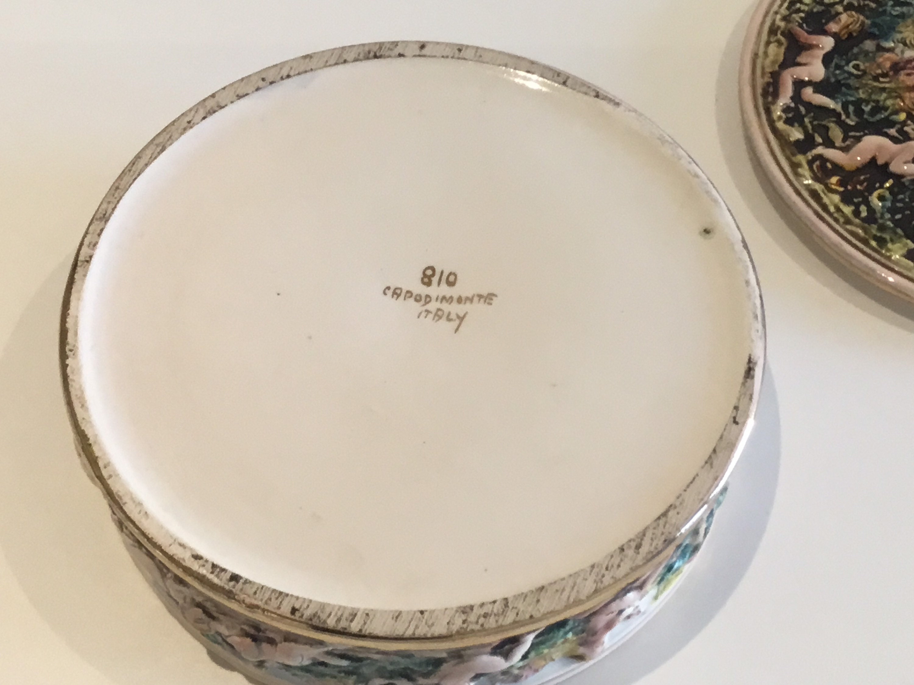 Vintage Porcelain Box | Capodimonte Italy 1950s, Hand-Painted Floral Embossed Decor — photo 6 of 6