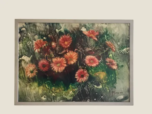 Floral Painting | Anne Marie Lorge 1979, Signed Mixed Media, Belgian Artist