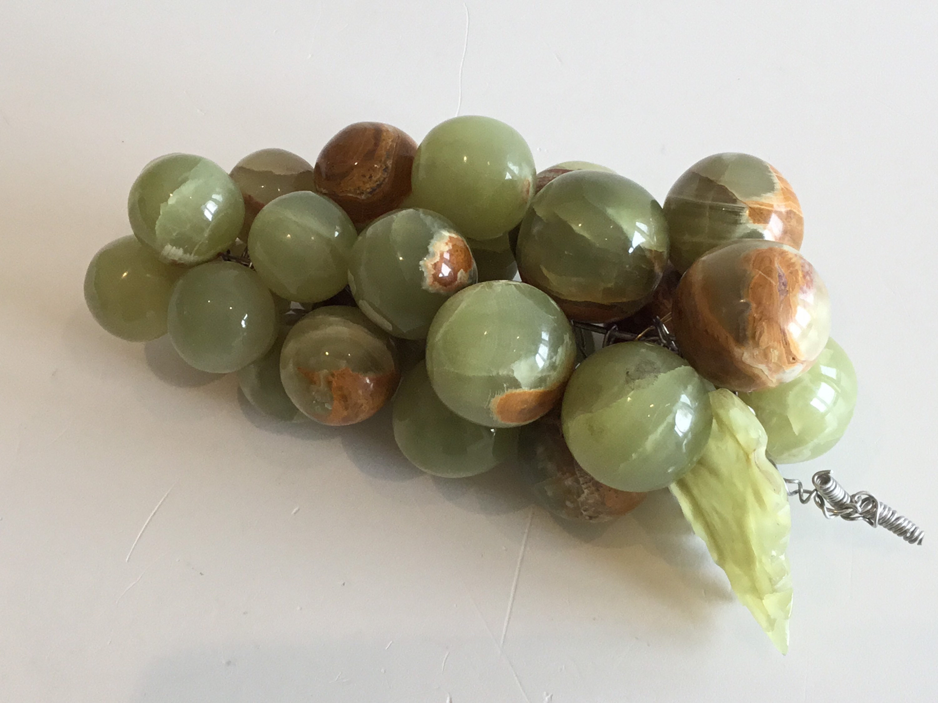 Vintage Onyx Sculpture | 1950s Italian Grapes, Large Variegated Onyx Fruit Bowl — photo 4 of 7