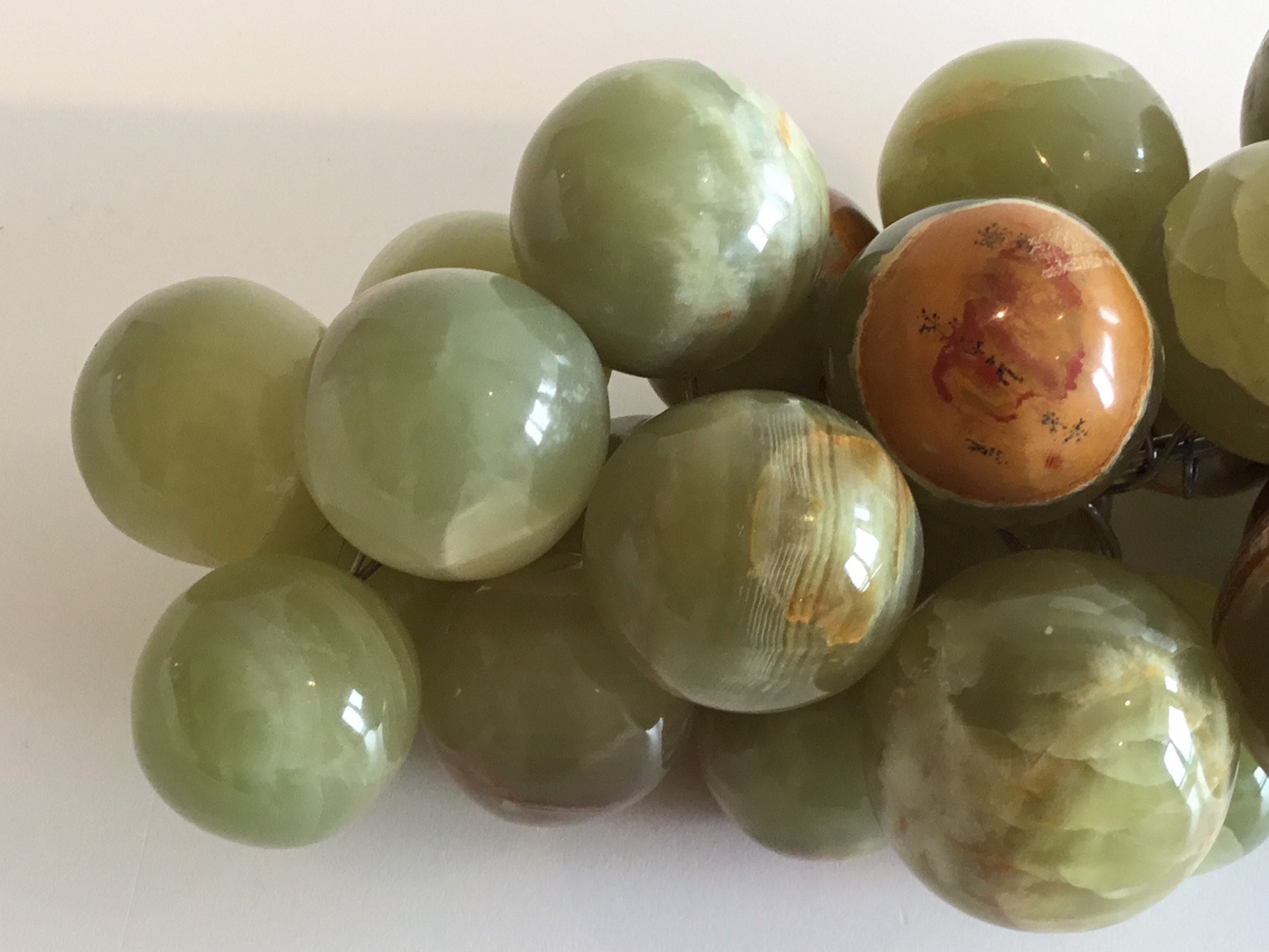 Vintage Onyx Sculpture | 1950s Italian Grapes, Large Variegated Onyx Fruit Bowl — photo 6 of 7