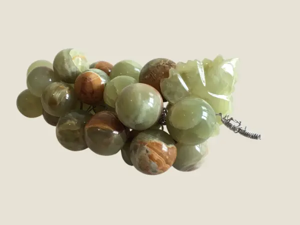 Vintage Onyx Sculpture | 1950s Italian Grapes, Large Variegated Onyx Fruit Bowl
