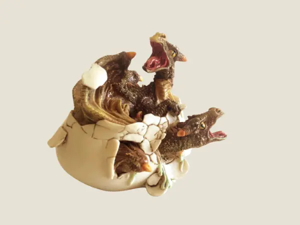 Vintage Figurine Dragon Egg | Veronese Italian Sculpture, 2006 Polystone Art Object