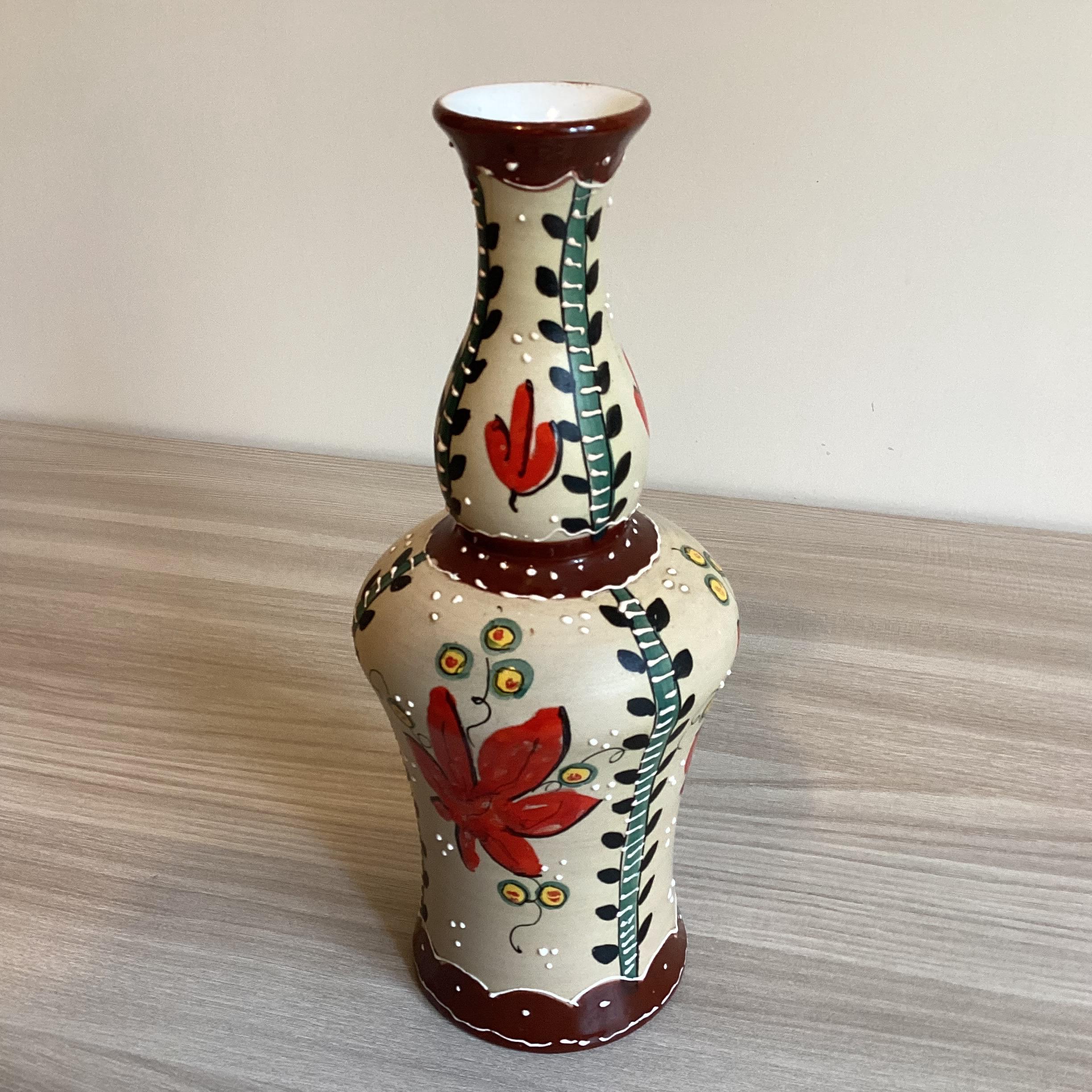 Vintage Ceramic Vase | 1940s Italy Gino Drighi, Hand Painted Florentine Ceramic Thick Enamel Art — photo 3 of 8