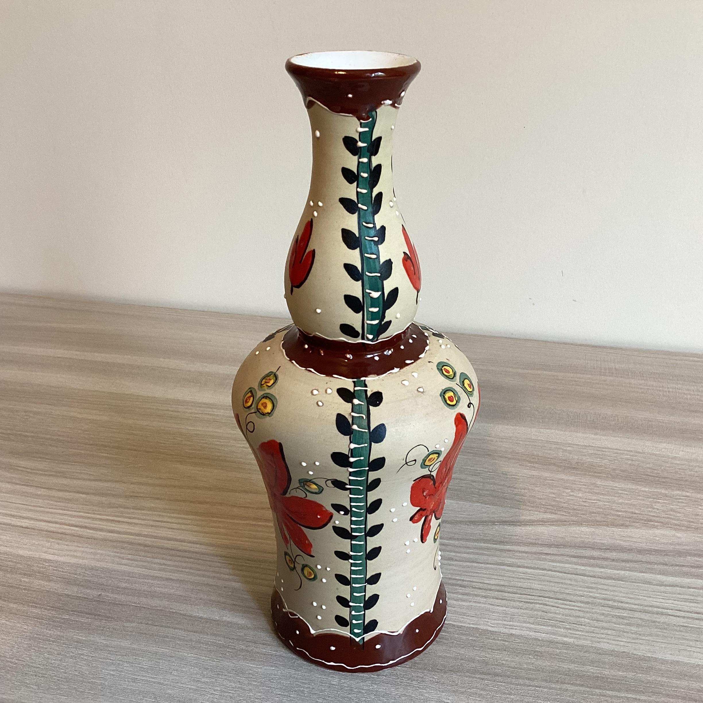 Vintage Ceramic Vase | 1940s Italy Gino Drighi, Hand Painted Florentine Ceramic Thick Enamel Art — photo 4 of 8