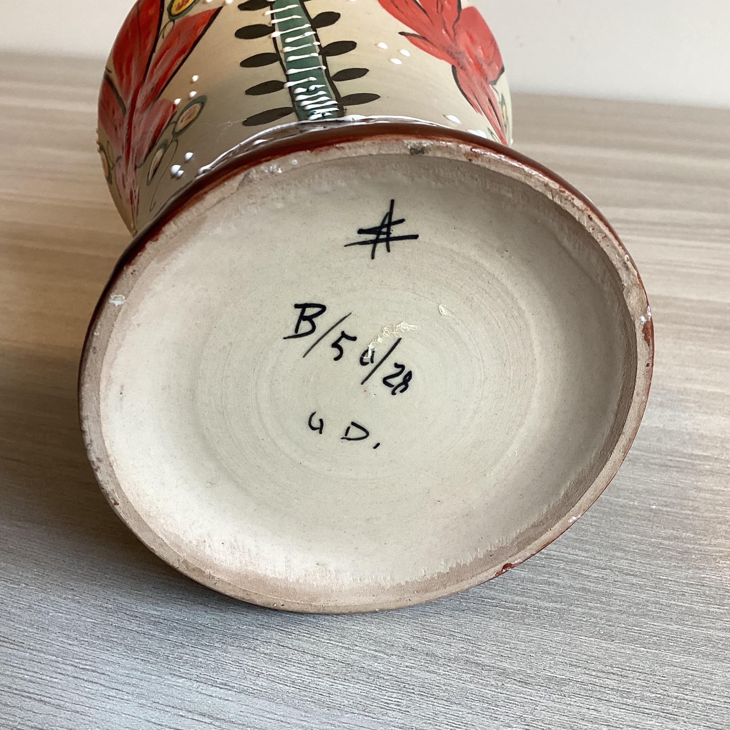 Vintage Ceramic Vase | 1940s Italy Gino Drighi, Hand Painted Florentine Ceramic Thick Enamel Art — photo 8 of 8