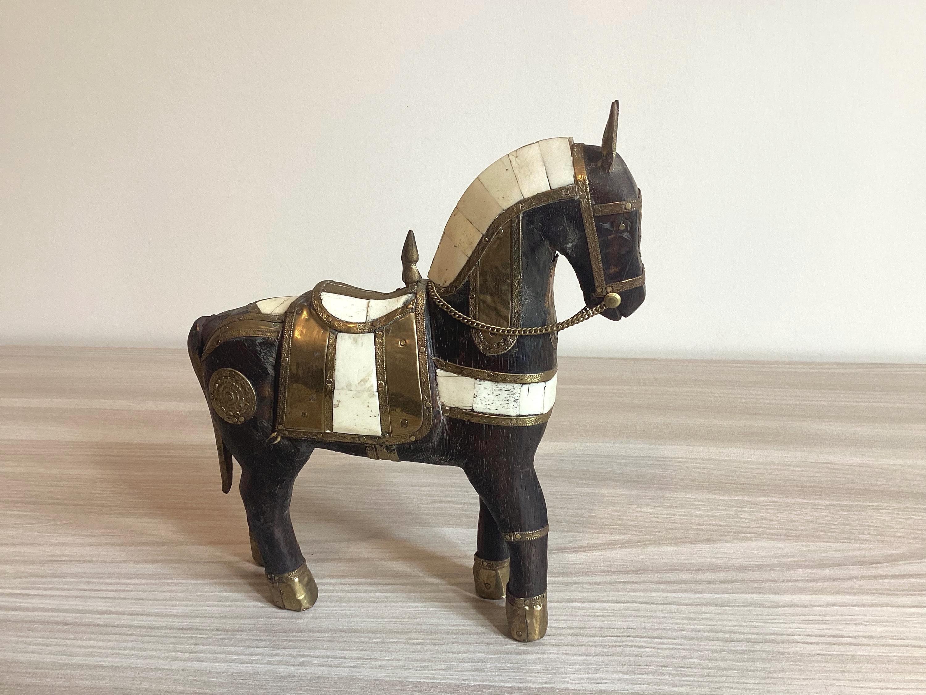 Vintage Sculpture | 1950s Majestic Indian Marwari Horse, Collecible Wooden Art — photo 2 of 9