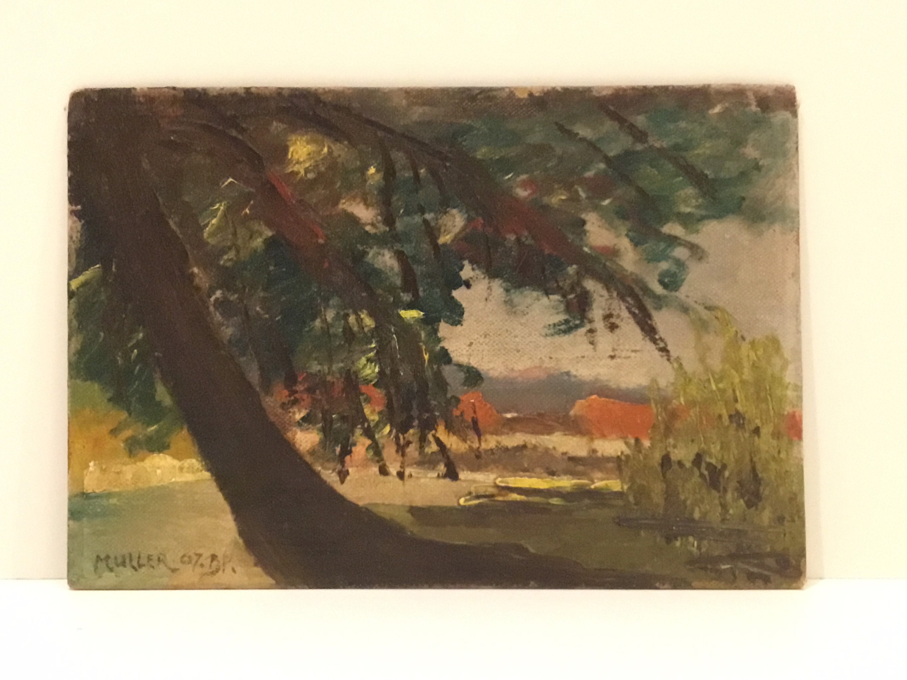 Vintage Art Painting – Rare Oil Landscape (1967) by Jaques Müller — photo 2 of 7