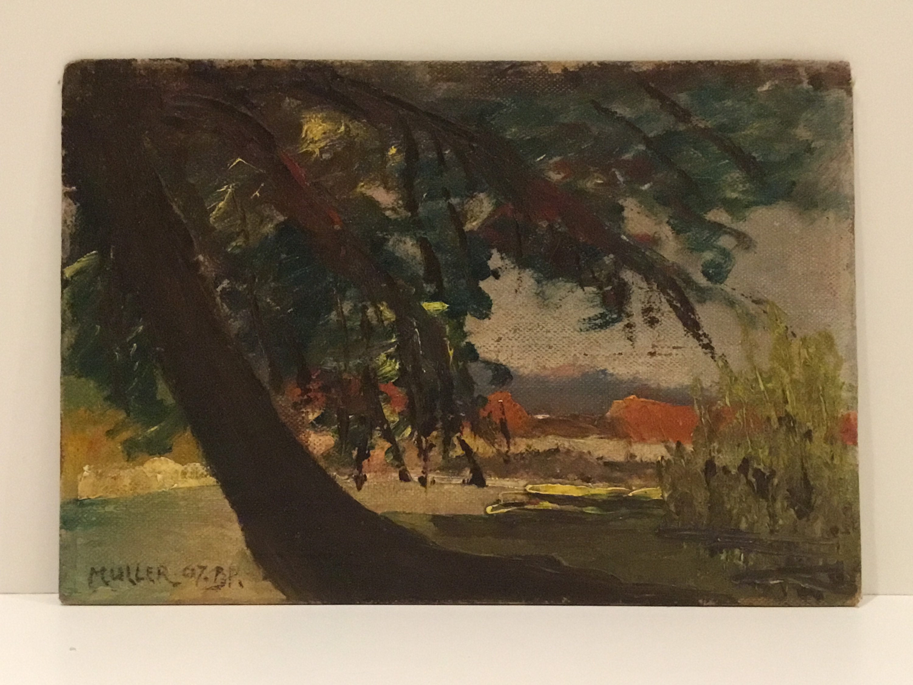 Vintage Art Painting – Rare Oil Landscape (1967) by Jaques Müller — photo 3 of 7