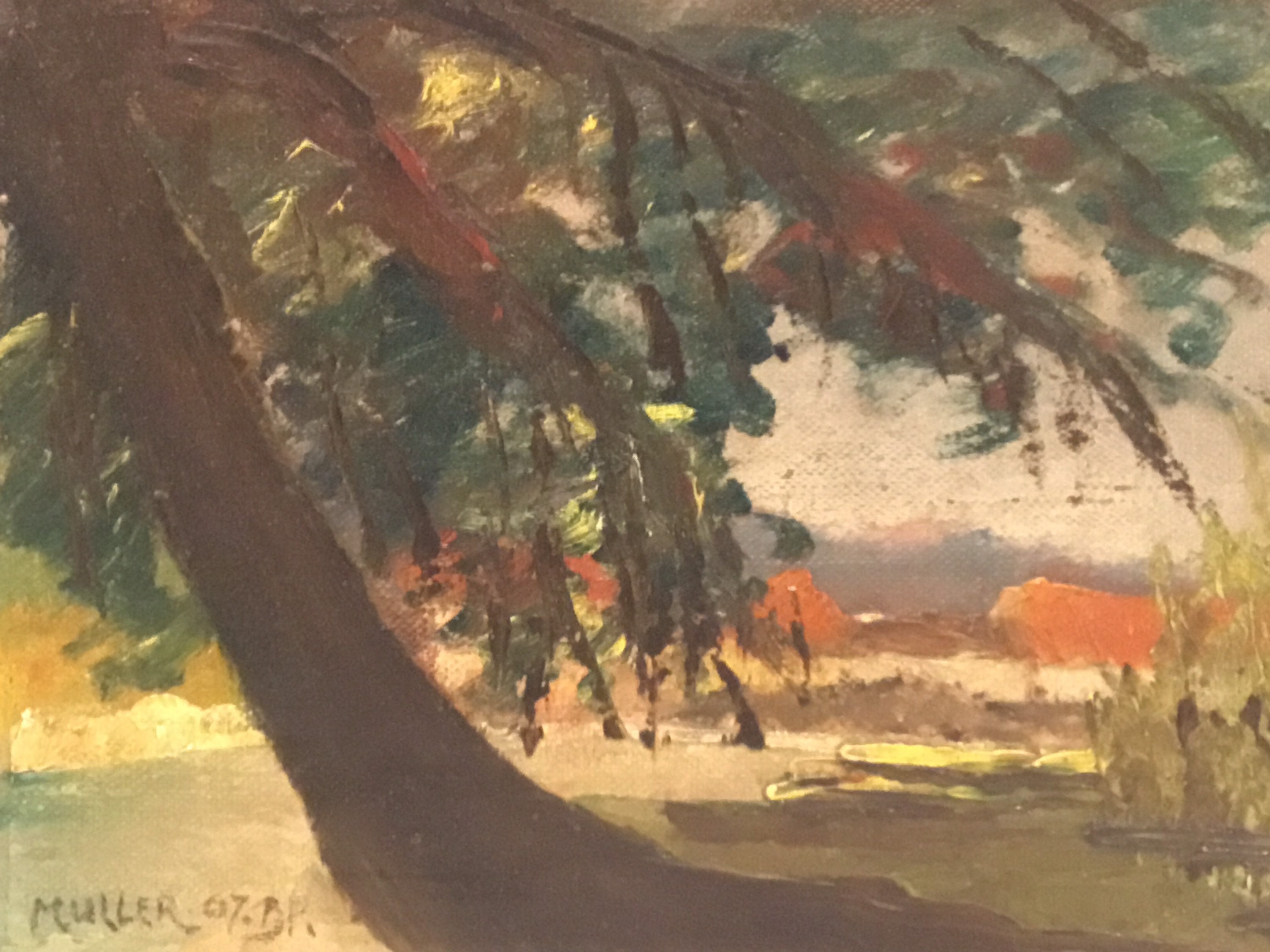 Vintage Art Painting – Rare Oil Landscape (1967) by Jaques Müller — photo 4 of 7