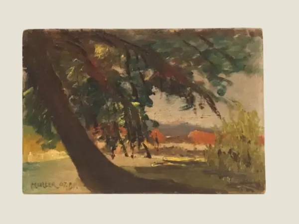 Vintage Art Painting – Rare Oil Landscape (1967) by Jaques Müller