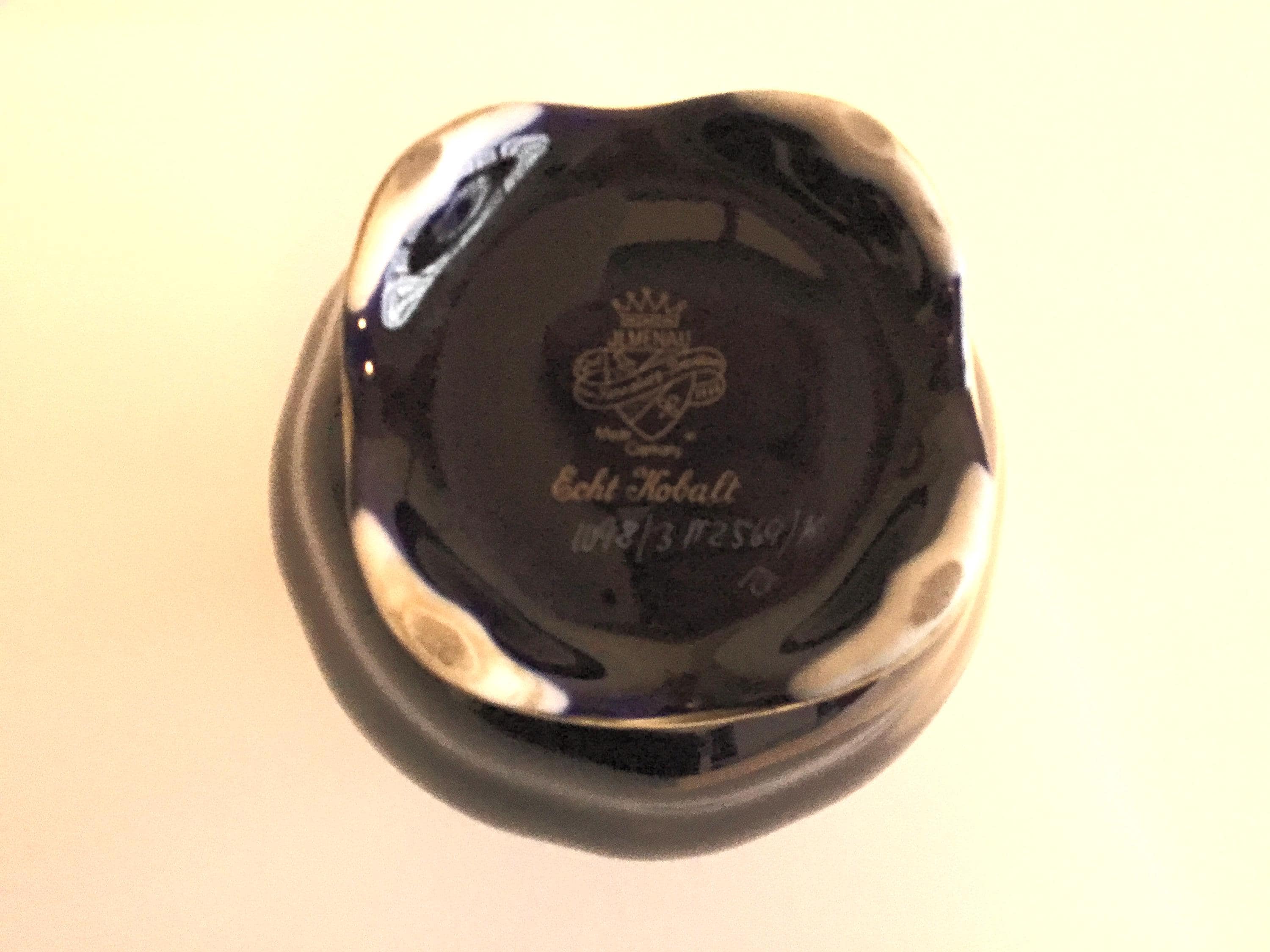 Vintage Porcelain Vase | JImenau Germany 1960s Cobalt Blue Gold, Hand Painted Floral — photo 6 of 6
