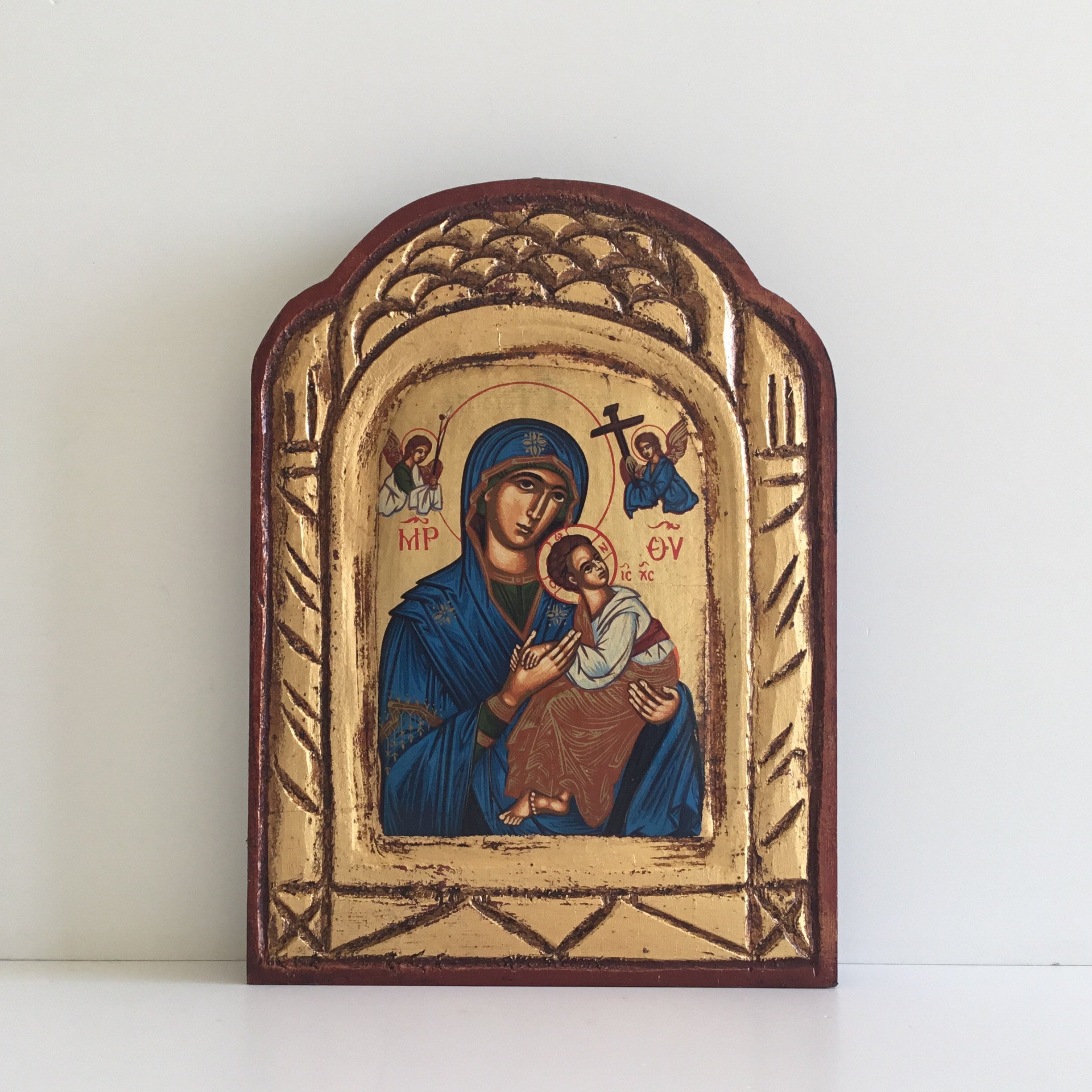 Vintage Icon | 1960s Greek Orthodox Mother of Perpetual Help, Archangels — photo 2 of 8