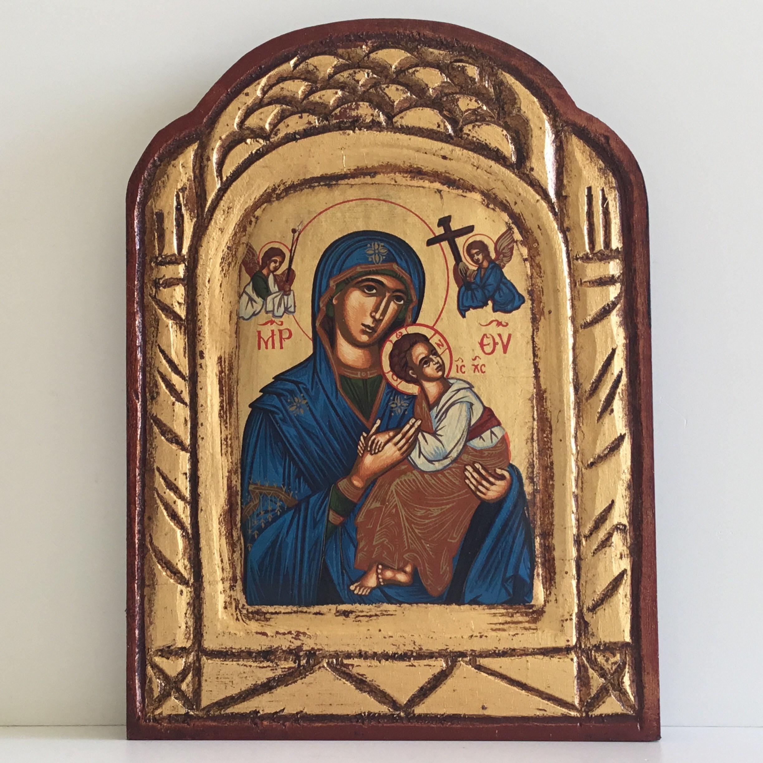 Vintage Icon | 1960s Greek Orthodox Mother of Perpetual Help, Archangels — photo 3 of 8