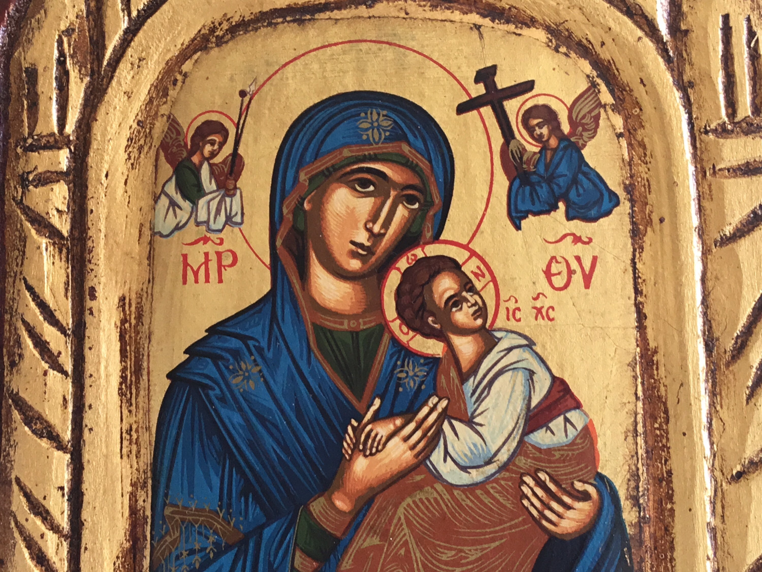 Vintage Icon | 1960s Greek Orthodox Mother of Perpetual Help, Archangels — photo 6 of 8