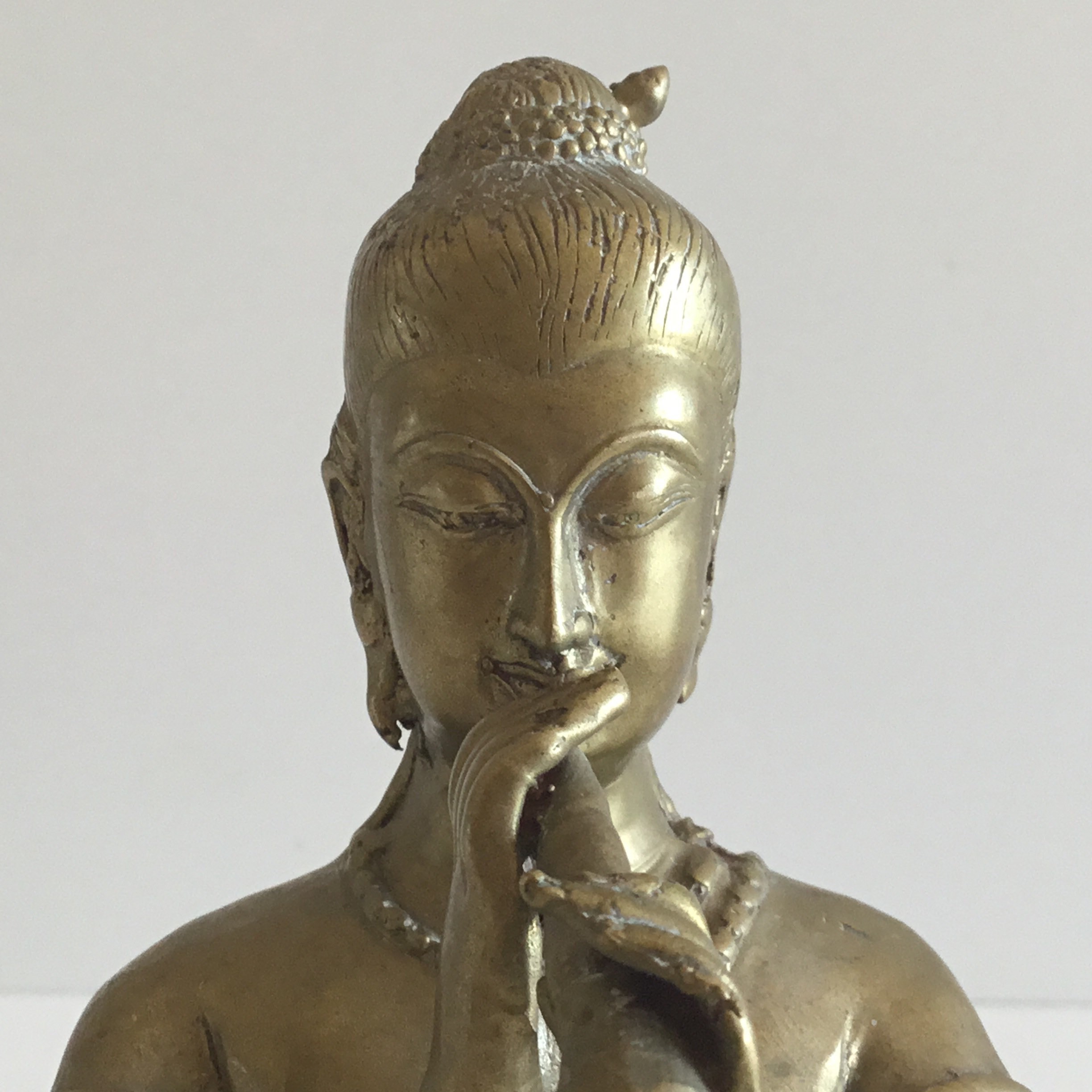 Vintage Bronze Figurine | 1940s Thai Flute Player, Asian Divinity Handmade Statue — photo 9 of 10