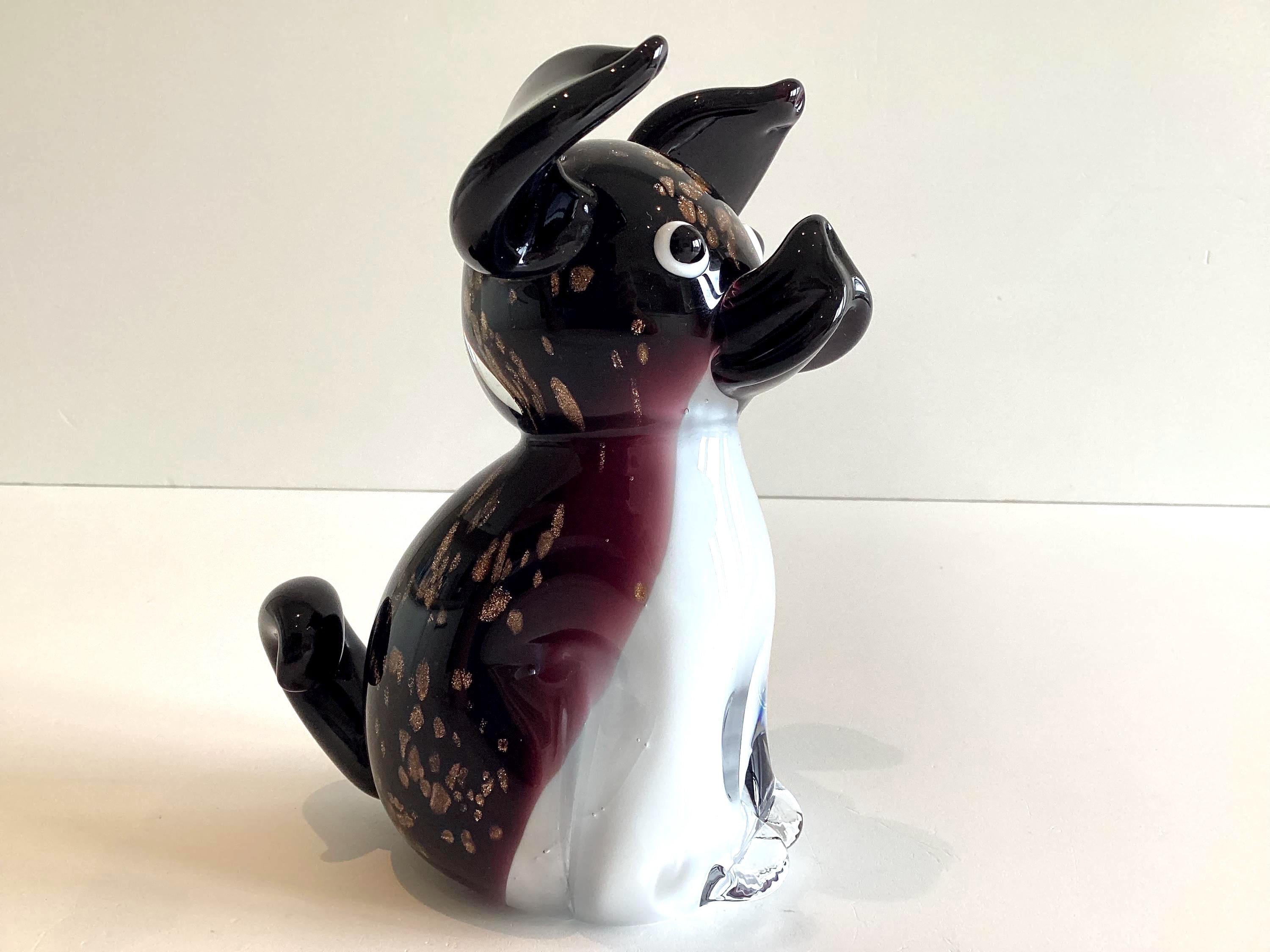 Murano Glass Dog Figurine | Sommerso with Aventurine, Italian Art Glass — photo 3 of 11