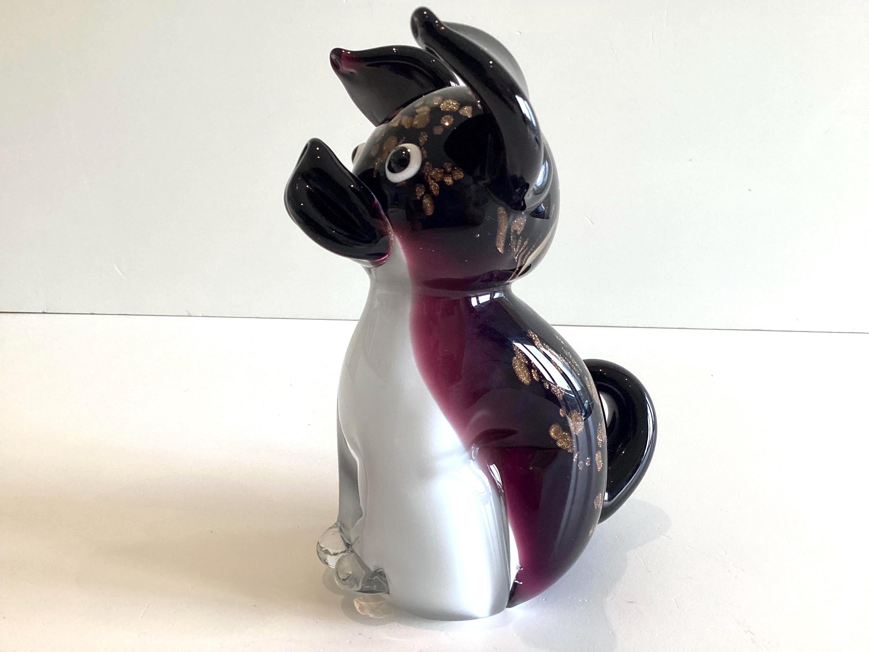 Murano Glass Dog Figurine | Sommerso with Aventurine, Italian Art Glass — photo 5 of 11