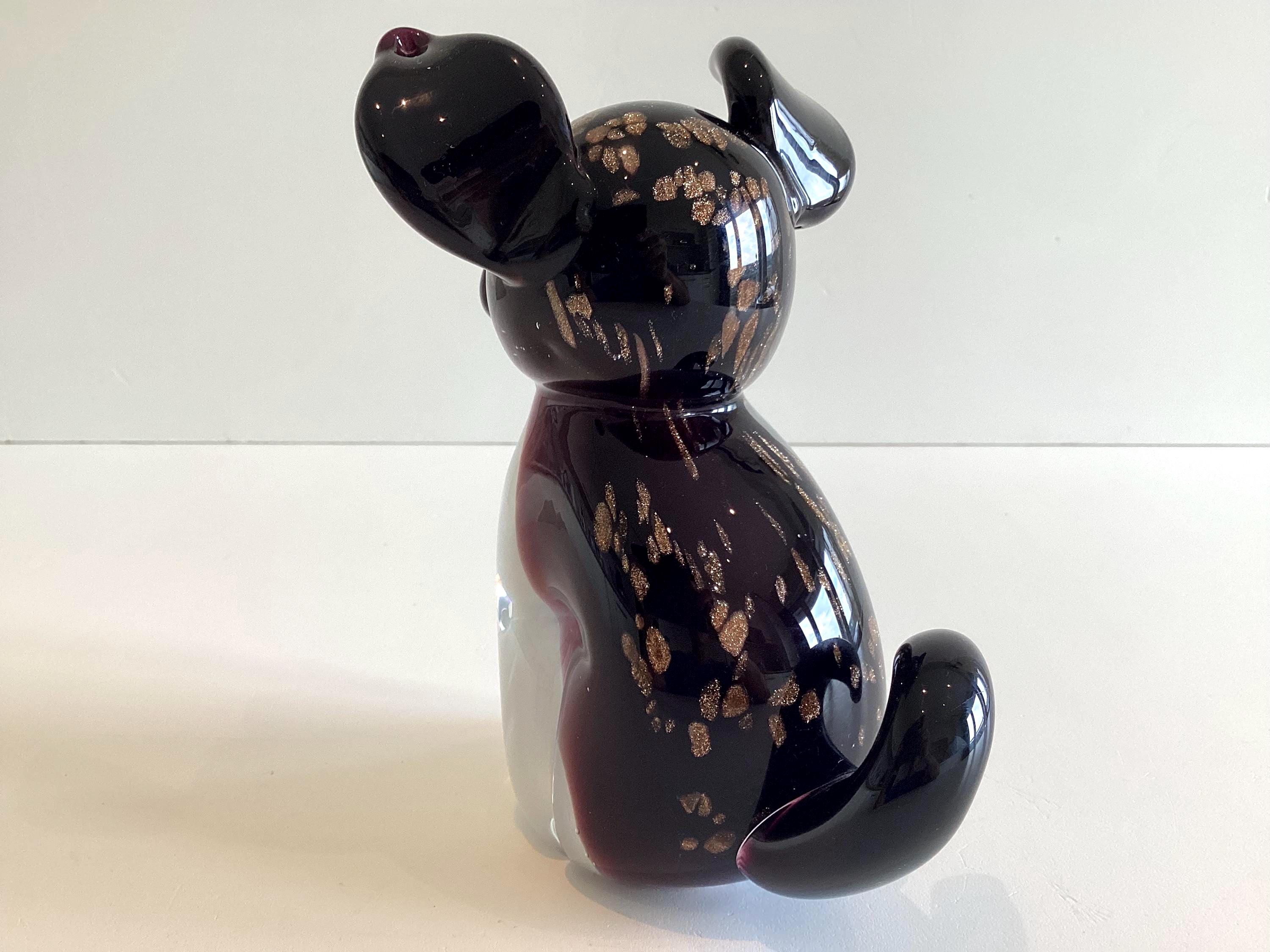 Murano Glass Dog Figurine | Sommerso with Aventurine, Italian Art Glass — photo 7 of 11