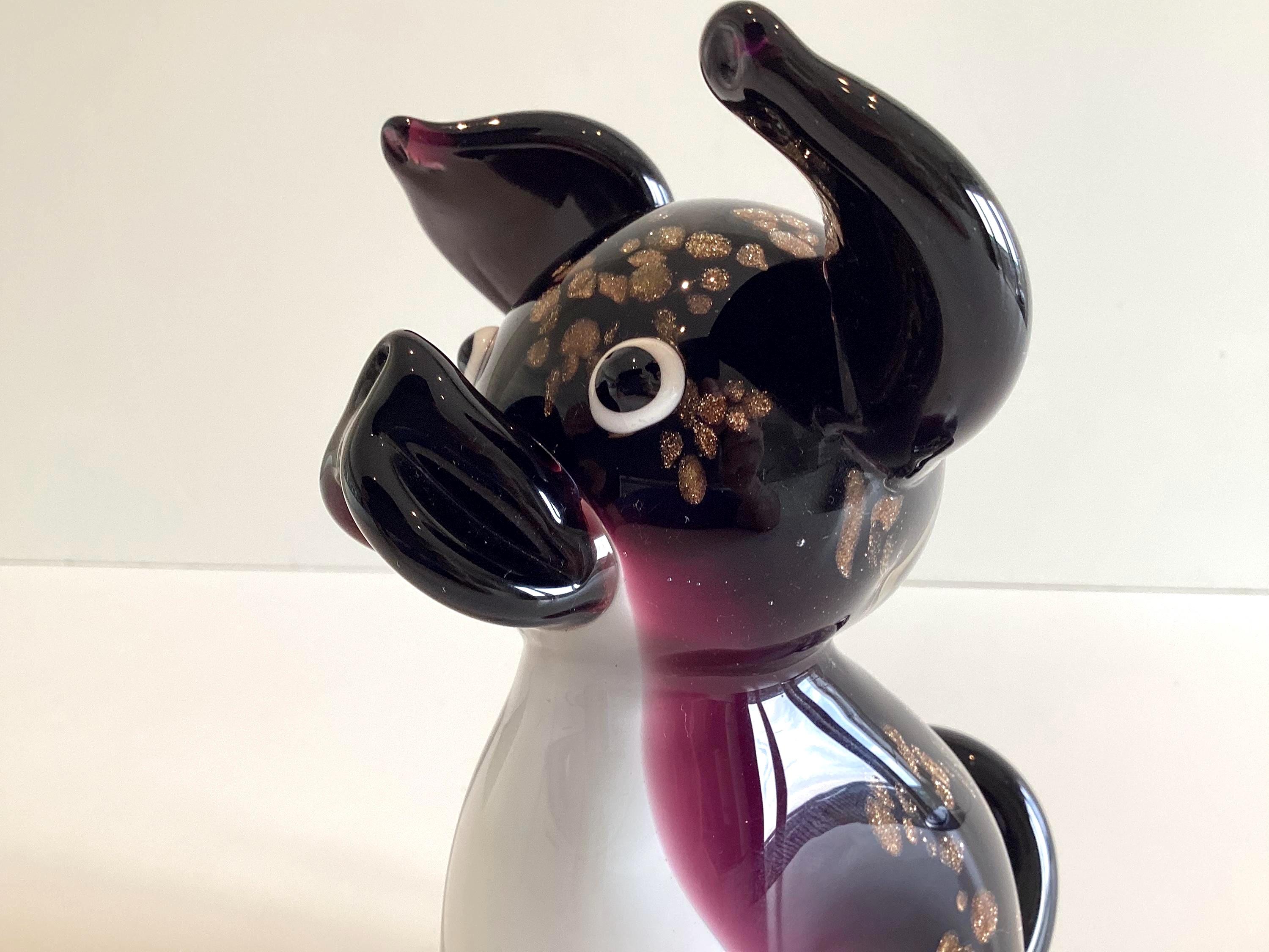 Murano Glass Dog Figurine | Sommerso with Aventurine, Italian Art Glass — photo 8 of 11