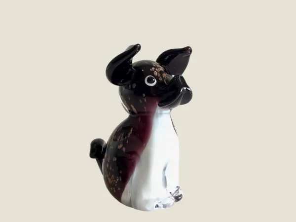 Murano Glass Dog Figurine | Sommerso with Aventurine, Italian Art Glass
