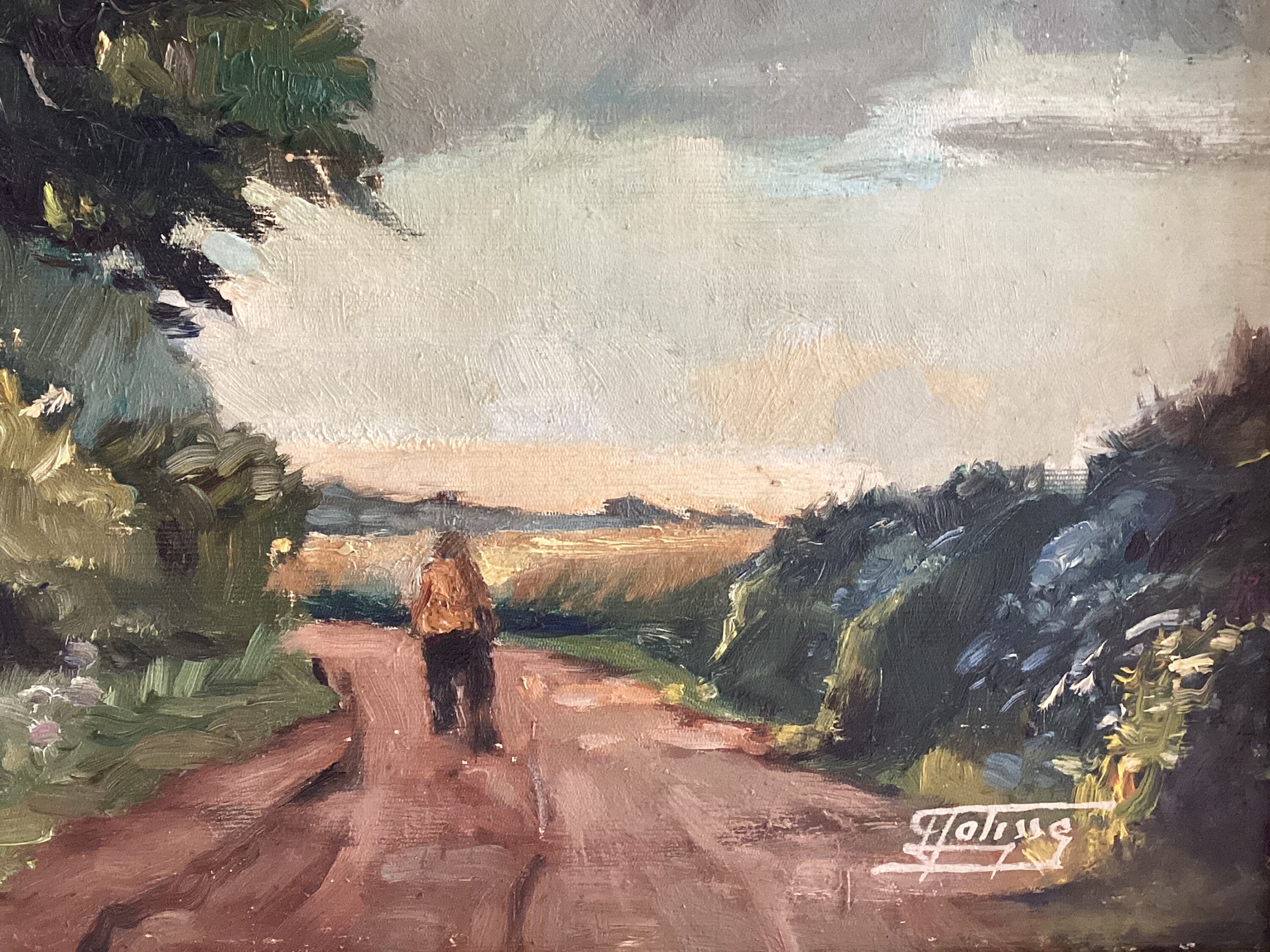 Vintage Landscape Painting | Vital Falisse 1950s Belgian Country Scene, Signed Oil Art — photo 6 of 7
