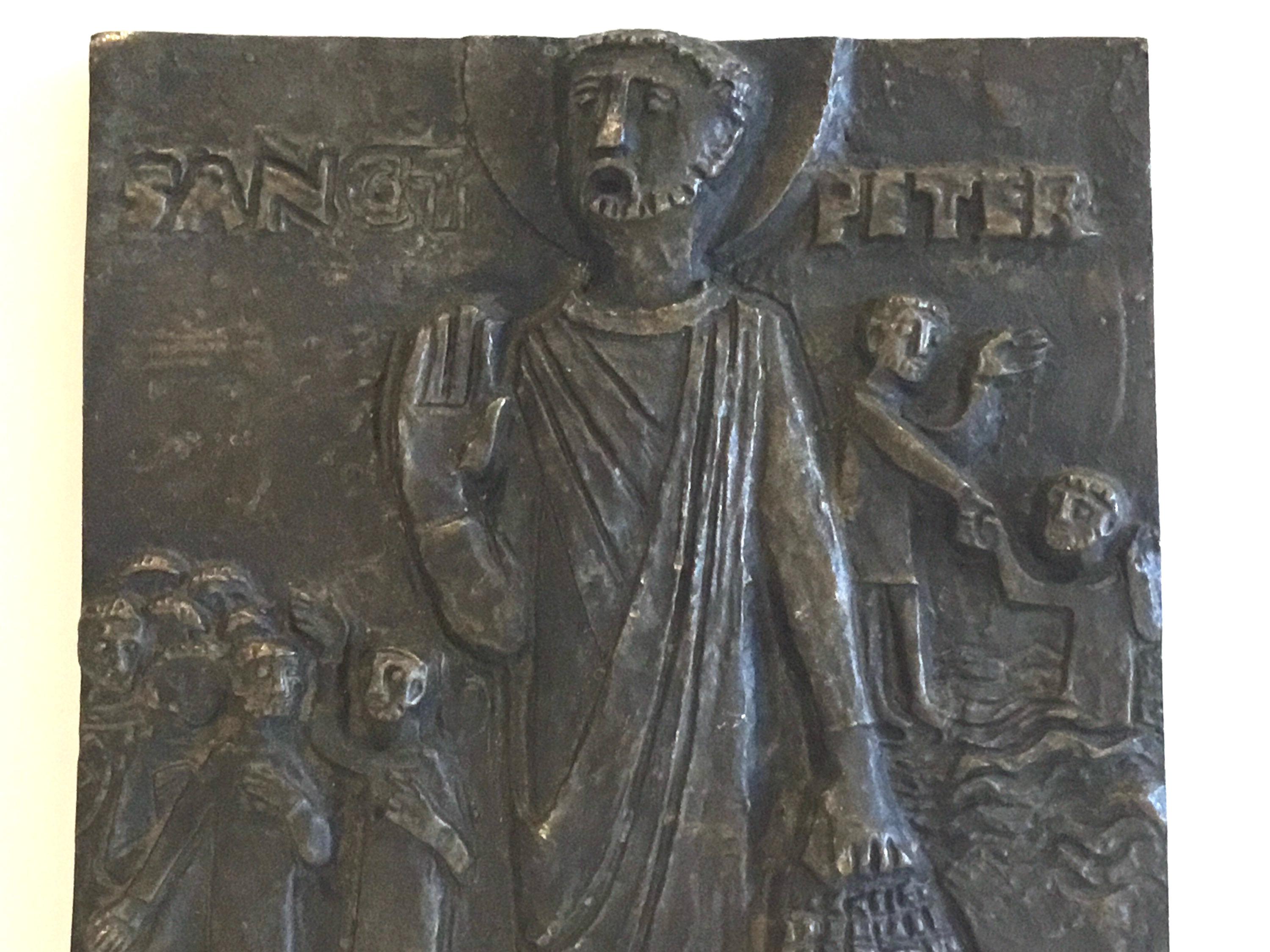 Vintage Bronze Plaque | Saint Peter 1930s Religious Art, Wall Hanging Sacred Sculpture — photo 4 of 10