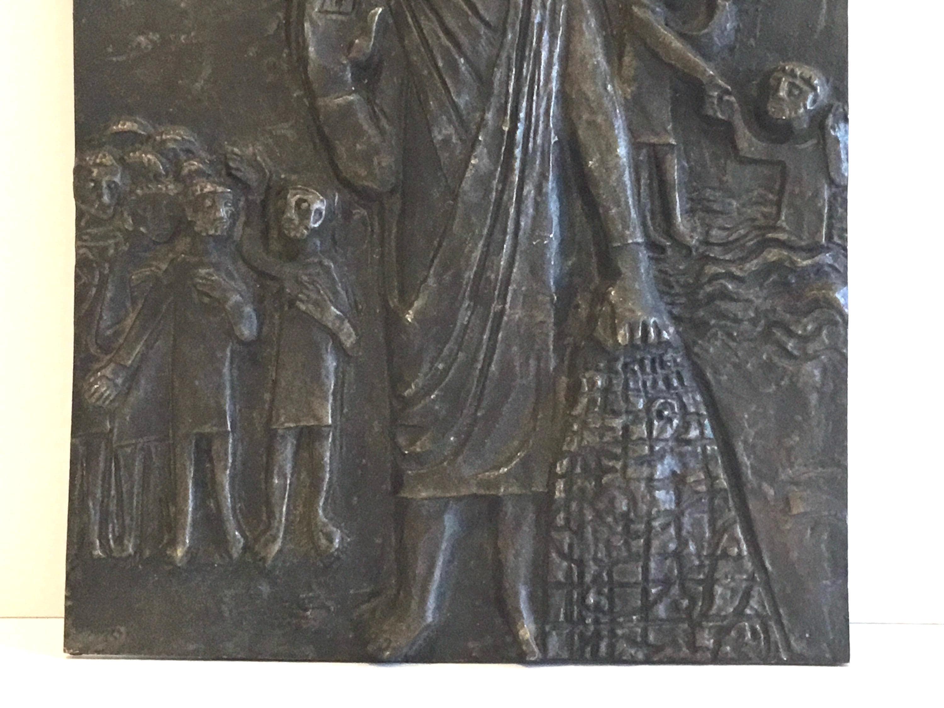 Vintage Bronze Plaque | Saint Peter 1930s Religious Art, Wall Hanging Sacred Sculpture — photo 5 of 10