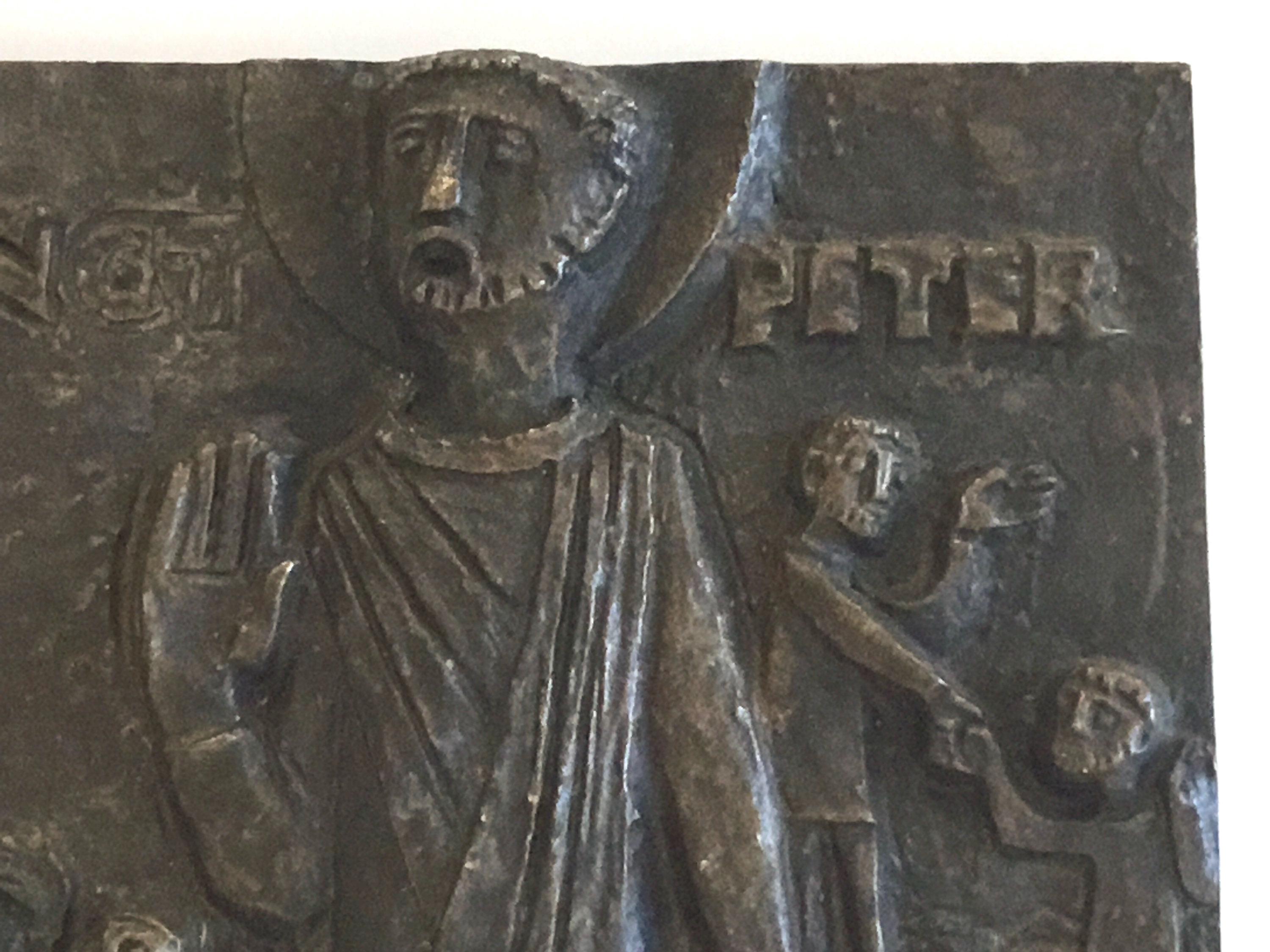 Vintage Bronze Plaque | Saint Peter 1930s Religious Art, Wall Hanging Sacred Sculpture — photo 6 of 10