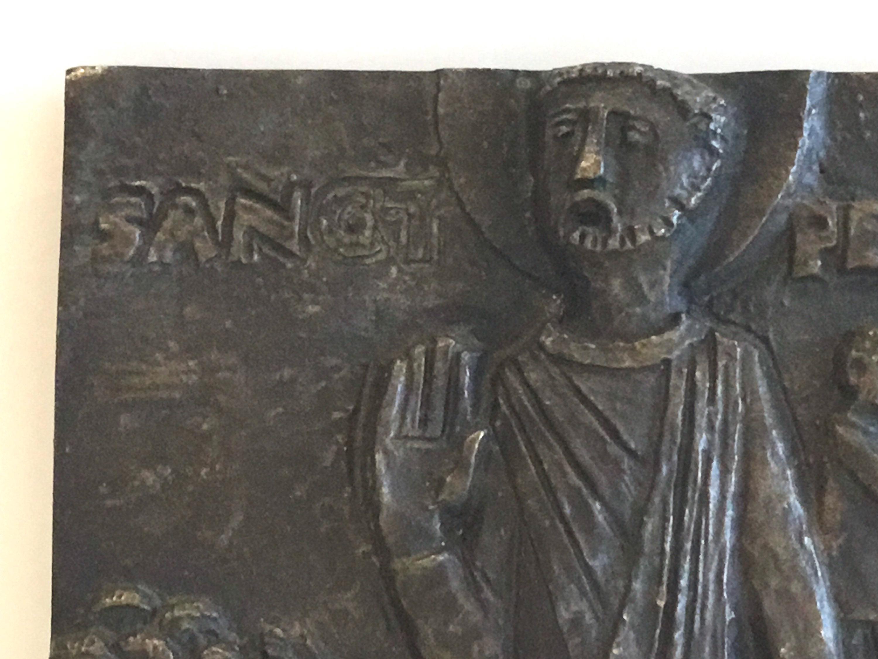 Vintage Bronze Plaque | Saint Peter 1930s Religious Art, Wall Hanging Sacred Sculpture — photo 7 of 10
