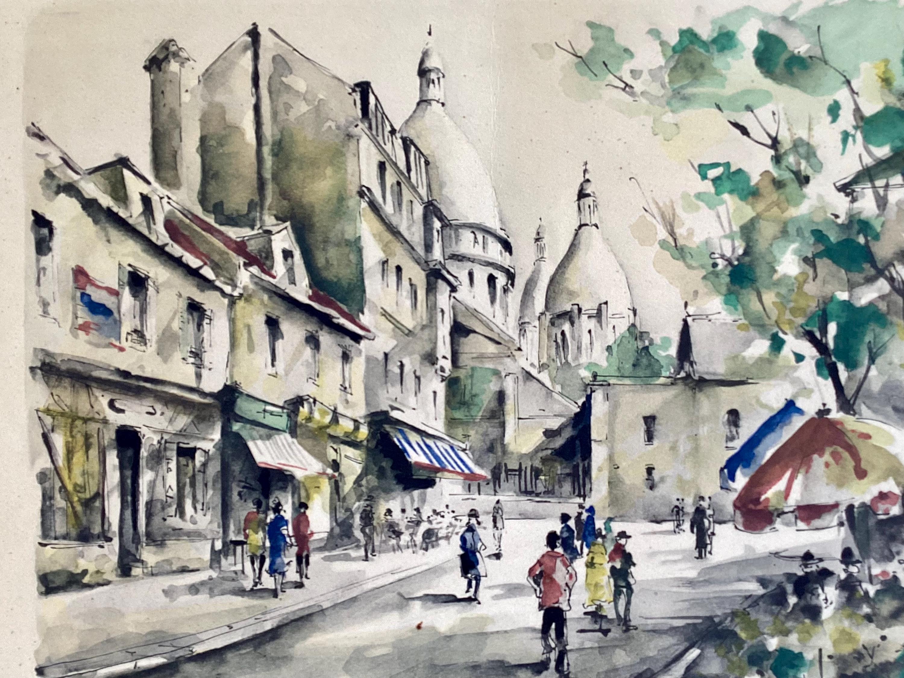Vintage Art – Parisian View (1950s) G. Lelong, Hand-Watercolor Etching — photo 5 of 10