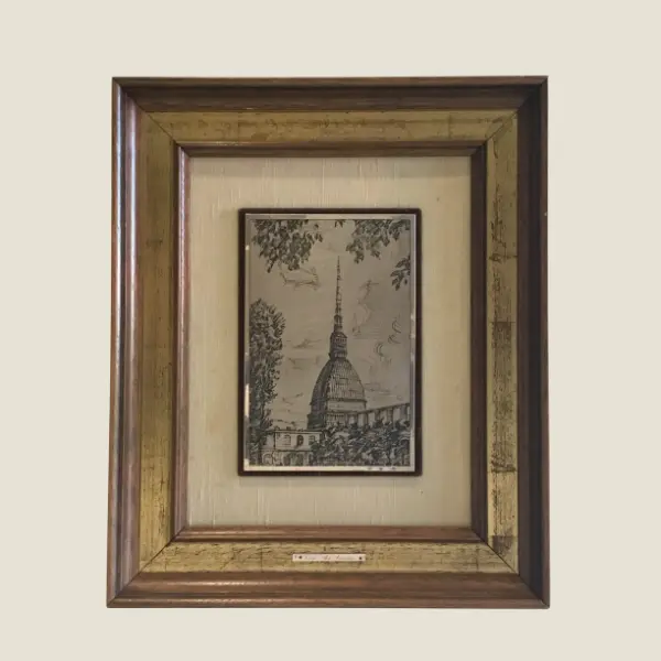 Vintage Art | 1971 Limited Edition Mole Antonelliana Turin, 800 Silver Engraving Italian Framed