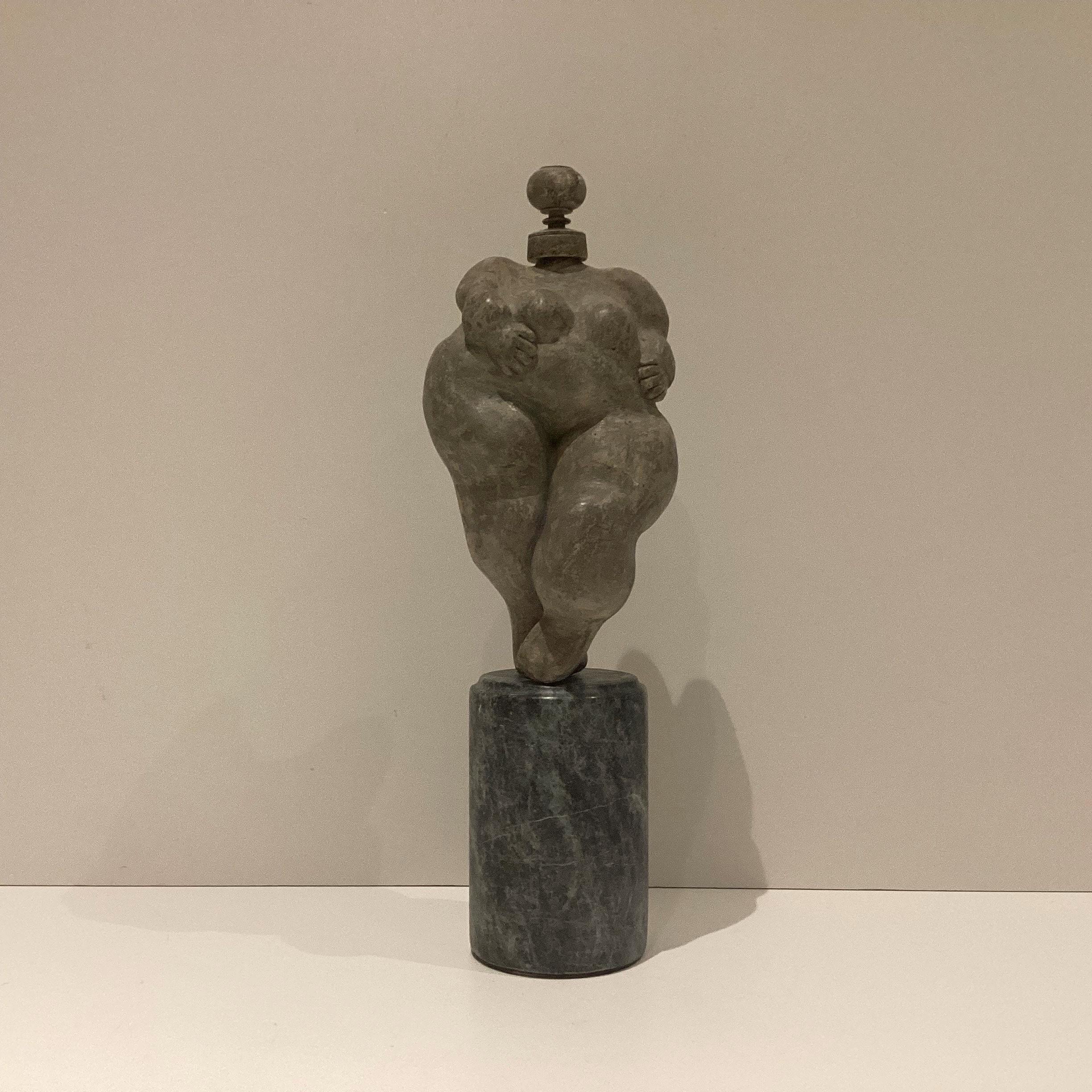 Avant-Garde Sculpture | Late 1940s Terracotta & Wood Woman, Verde Guatemala Marble Base — photo 2 of 11