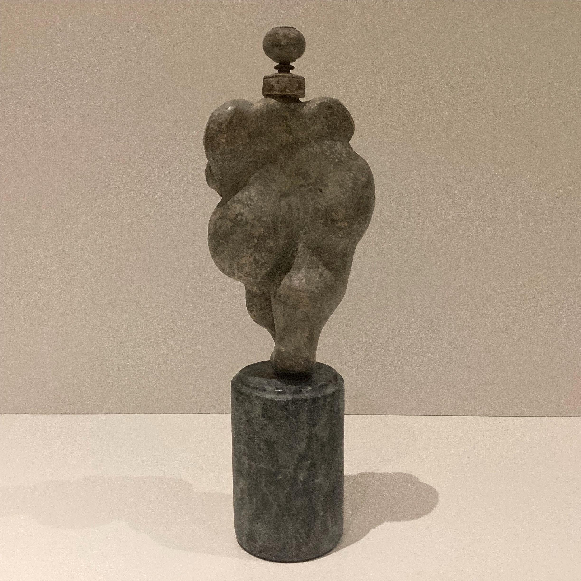 Avant-Garde Sculpture | Late 1940s Terracotta & Wood Woman, Verde Guatemala Marble Base — photo 5 of 11