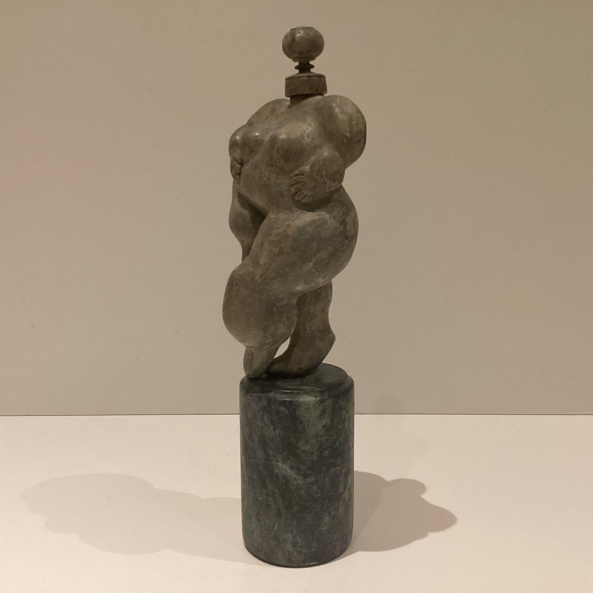Avant-Garde Sculpture | Late 1940s Terracotta & Wood Woman, Verde Guatemala Marble Base — photo 6 of 11